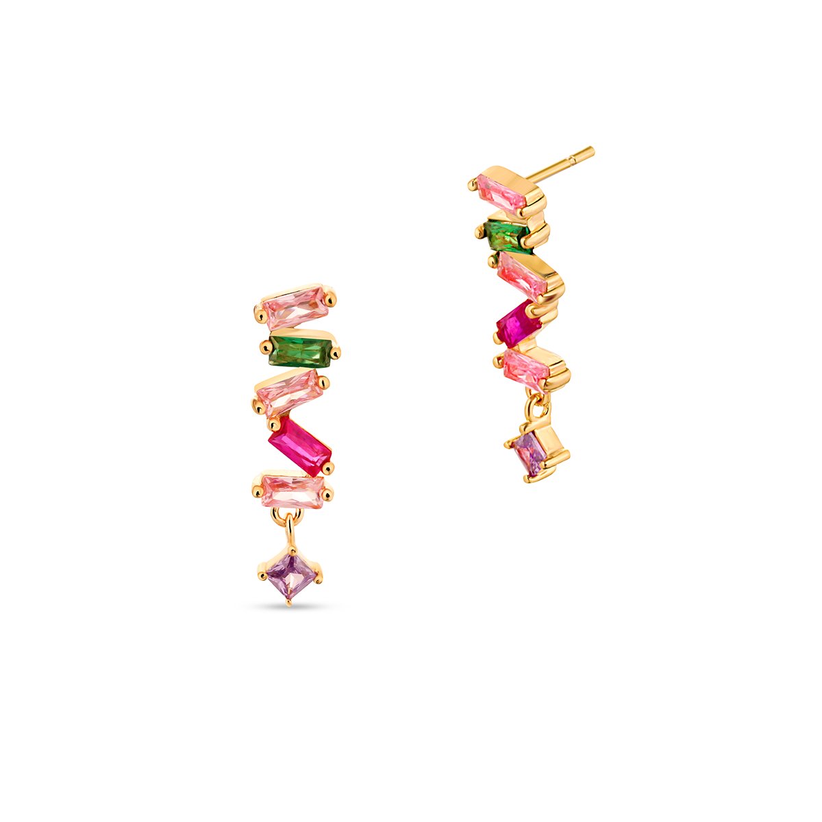 W.KRUK - Kolczyki srebrne z kolorowymi cyrkoniami