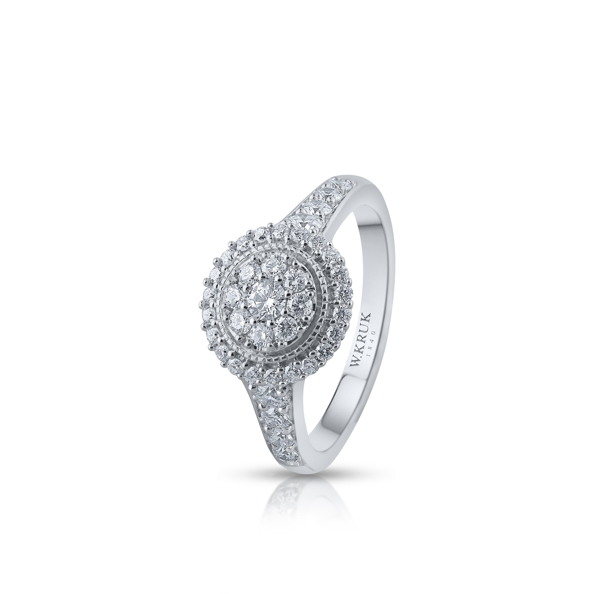 W.KRUK Pierścionek białe złoto z diamentami