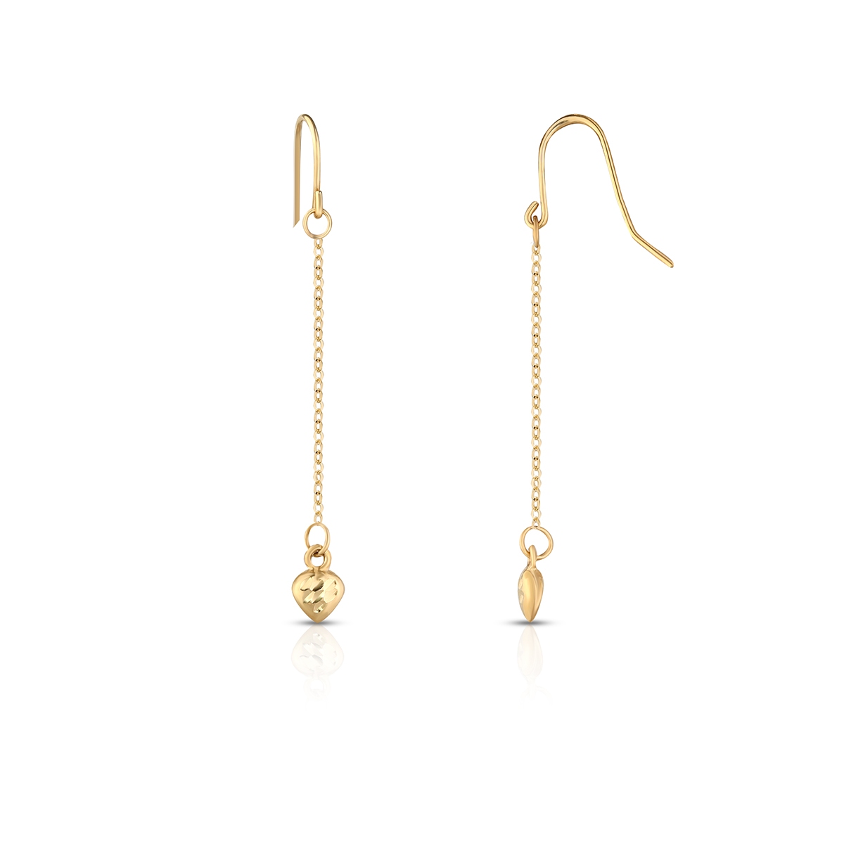 W.KRUK Kolczyki złote wiszące z sercem