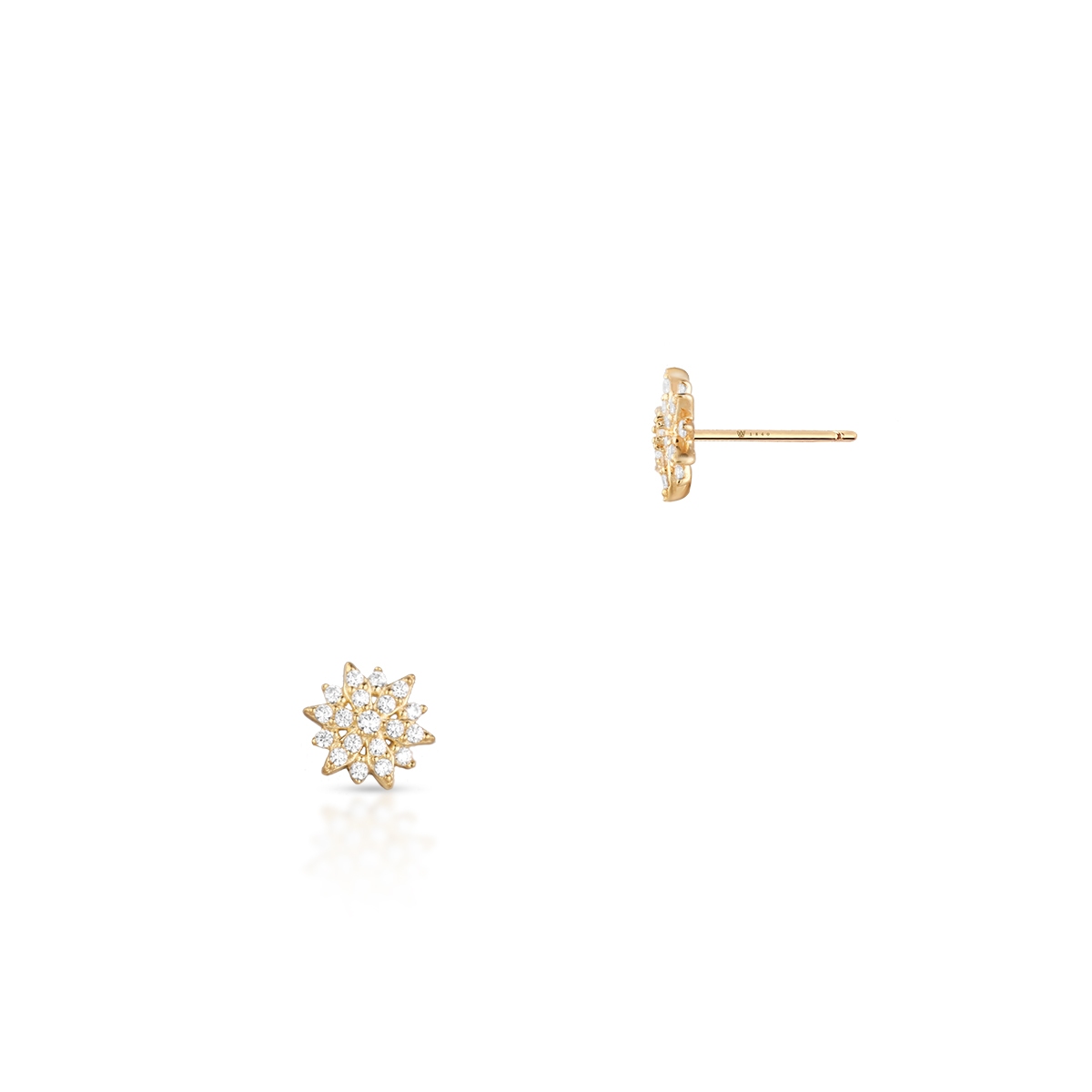 W.KRUK Kolczyki złote gwiazdki z cyrkoniami