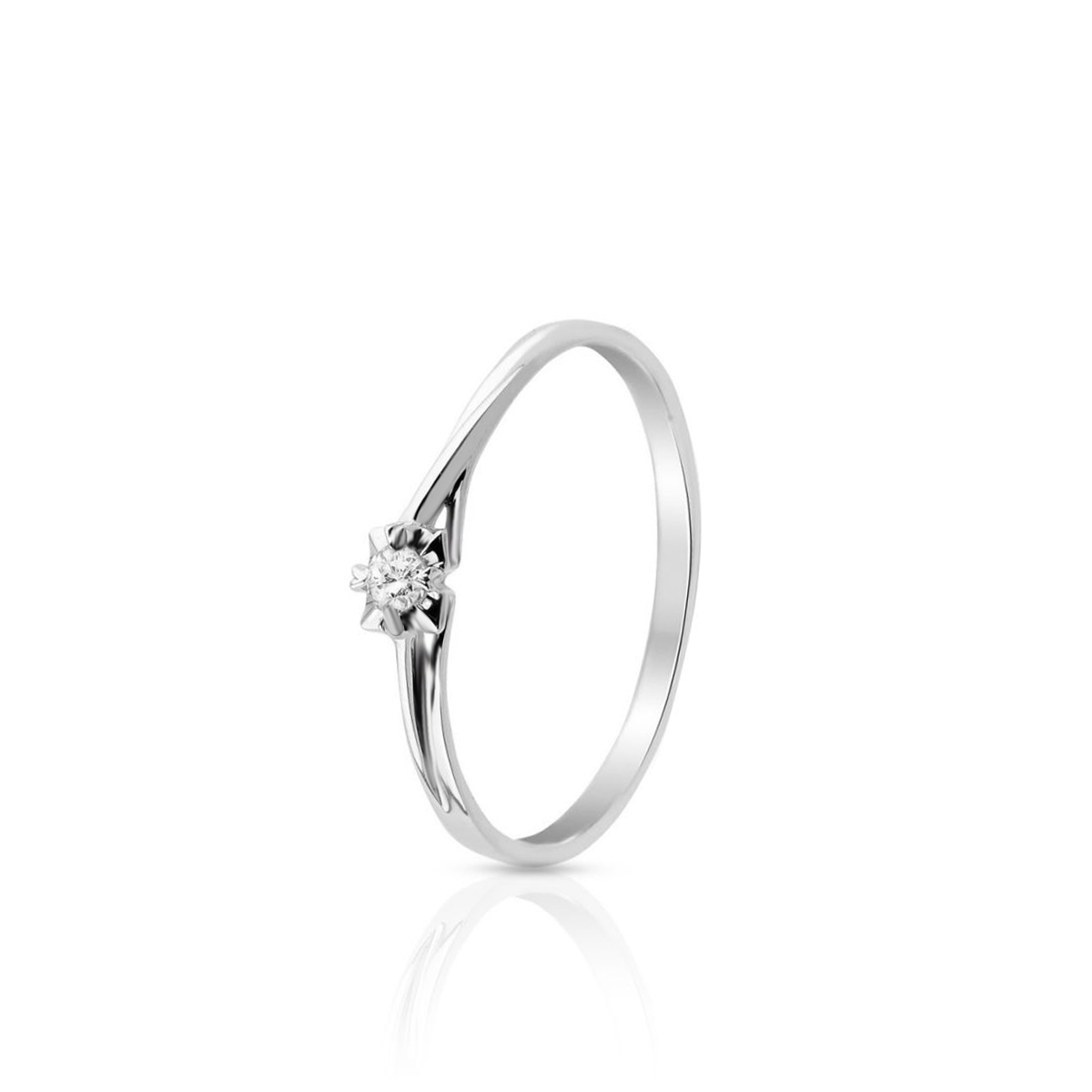 W.KRUK Pierścionek białe złoto z brylantem