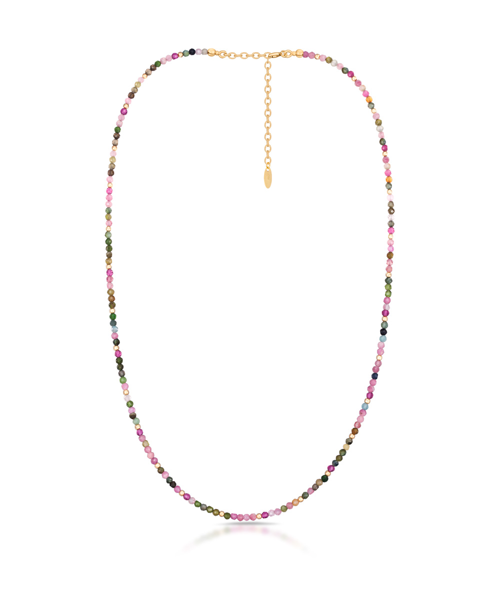 W.KRUK - Naszyjnik srebrny pozłacany z turmalinami