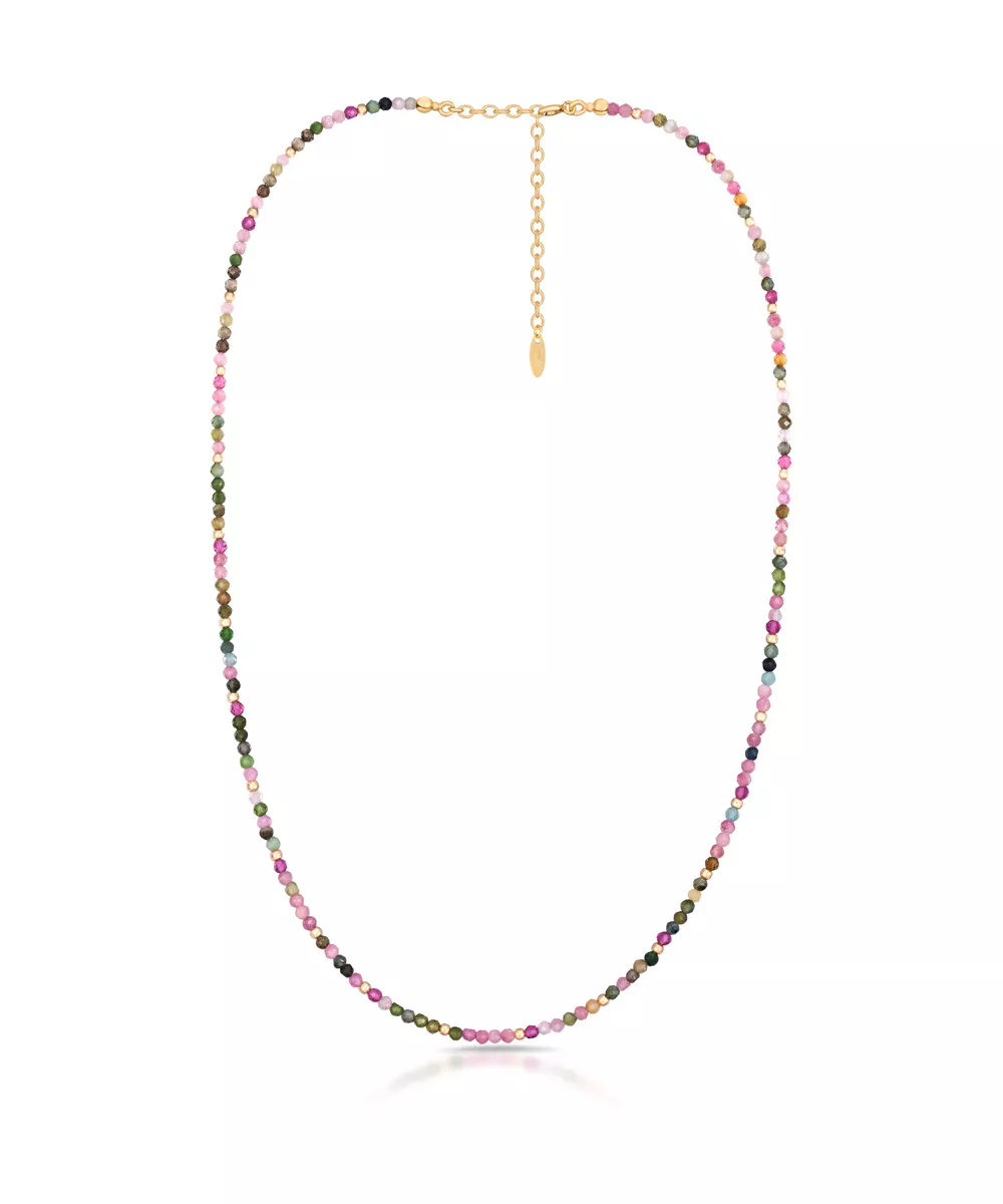 W.KRUK - Naszyjnik srebrny pozłacany z turmalinami