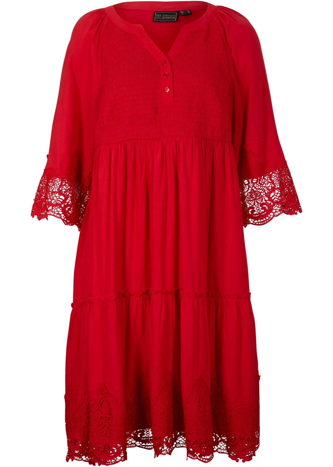 Sukienka szmizjerka ze zrównoważonej wiskozy z koronką