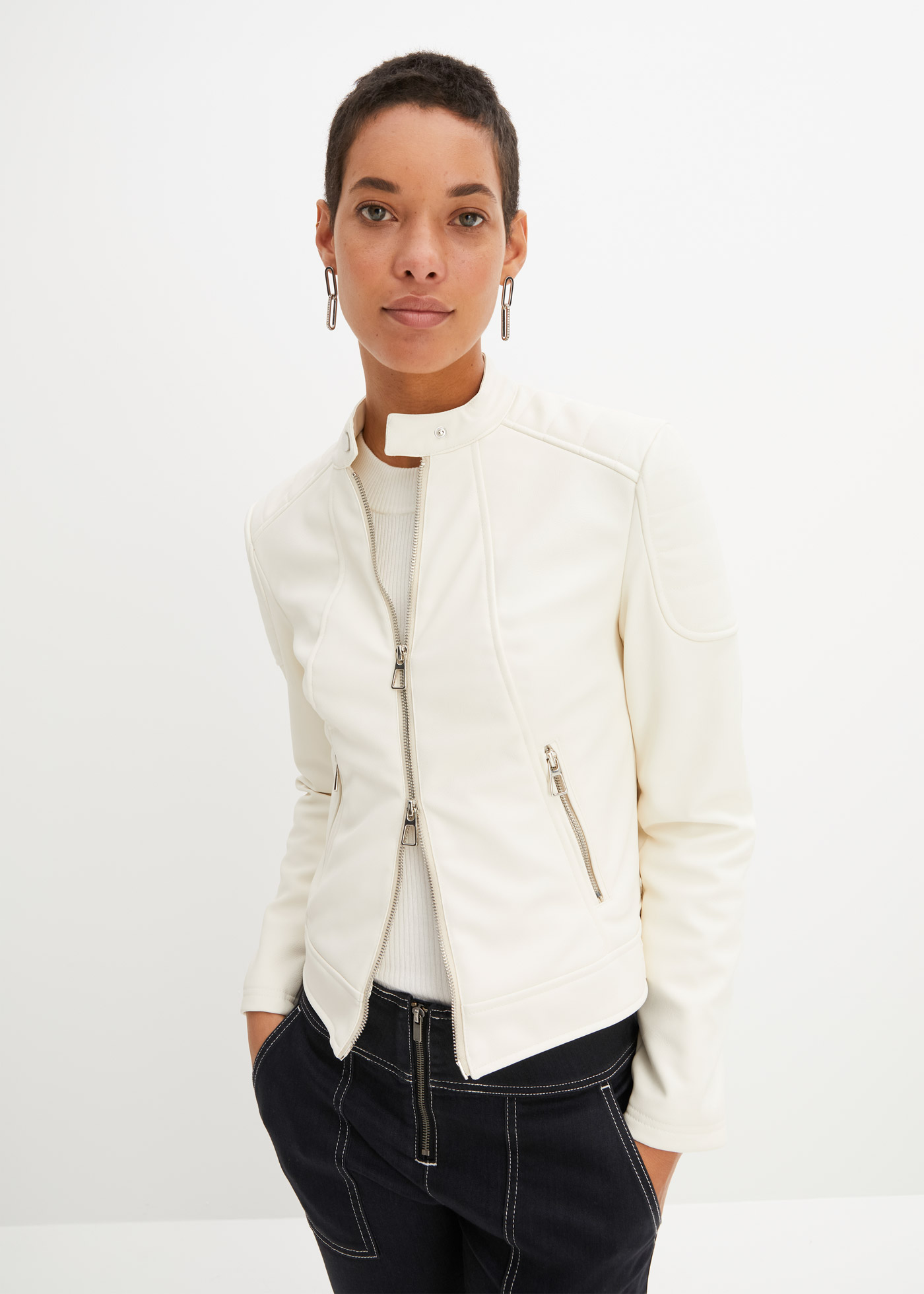 Kurtka biker ze sztucznej skóry