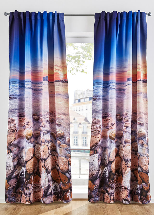 Zasłona zaciemniająca z motywem morskiego krajobrazu (1 szt.)