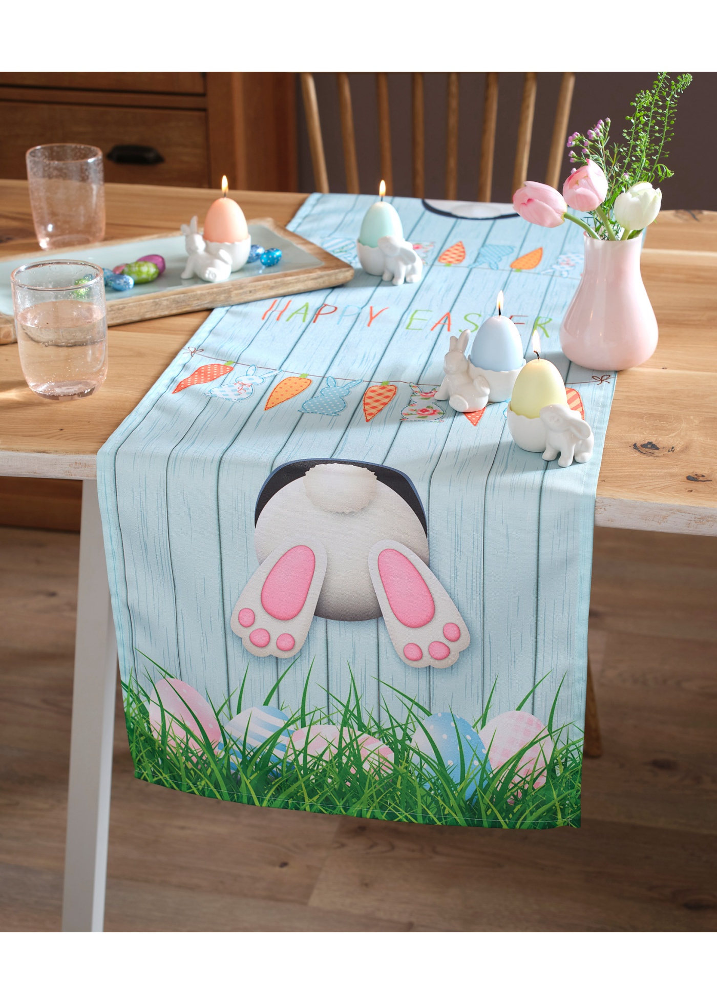Bieżnik stołowy z nadrukiem z motywem zajączków