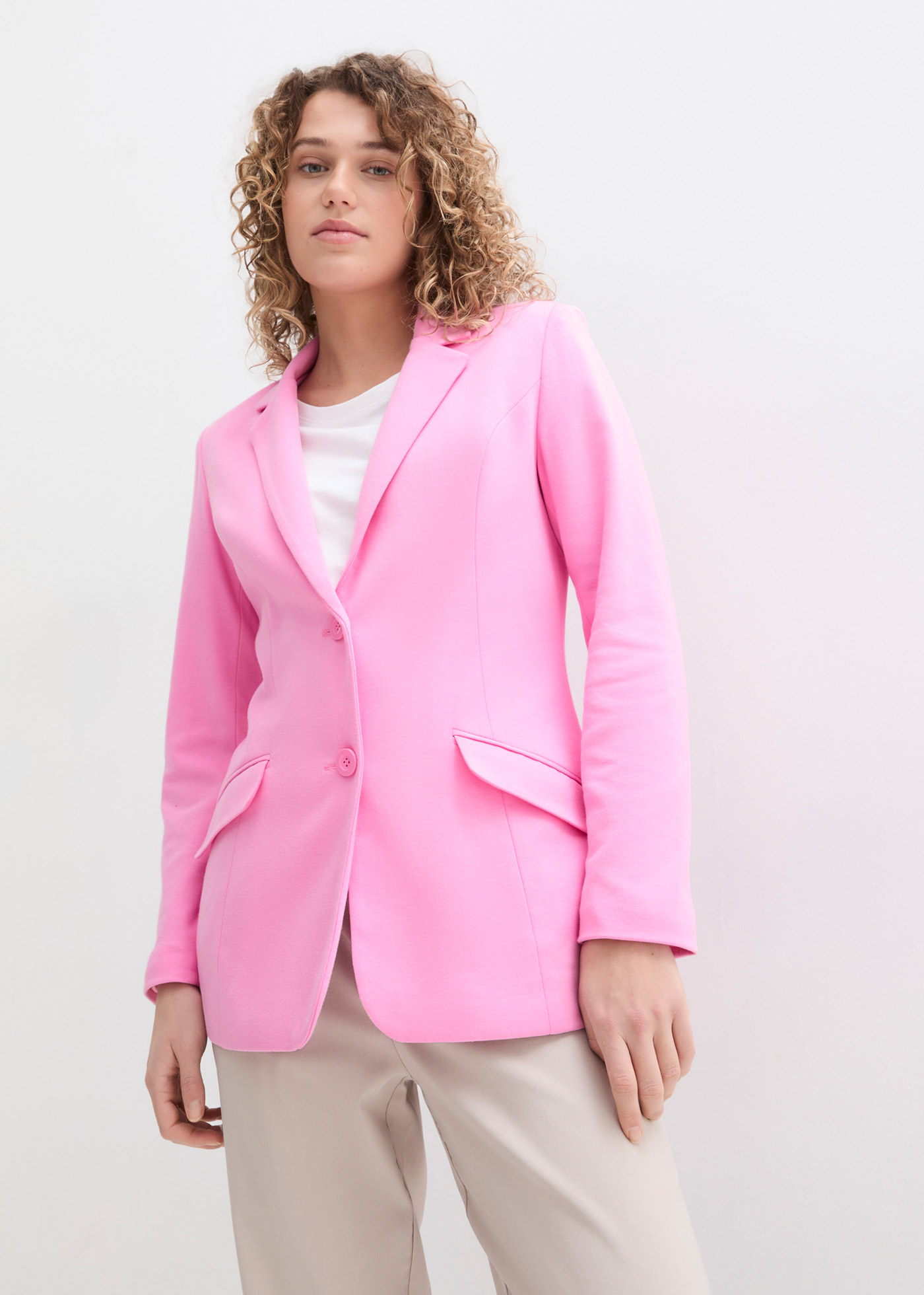 Długi żakiet z dżerseju w stylu Boyfriend, z bawełny organicznej