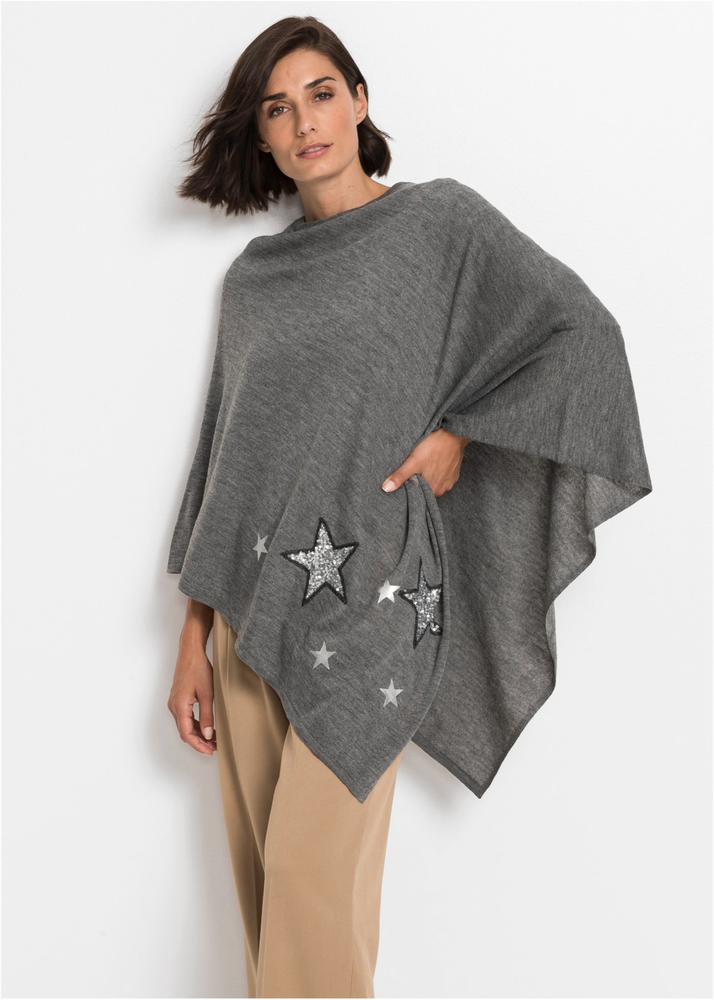 Poncho w gwiazdy z cekinów