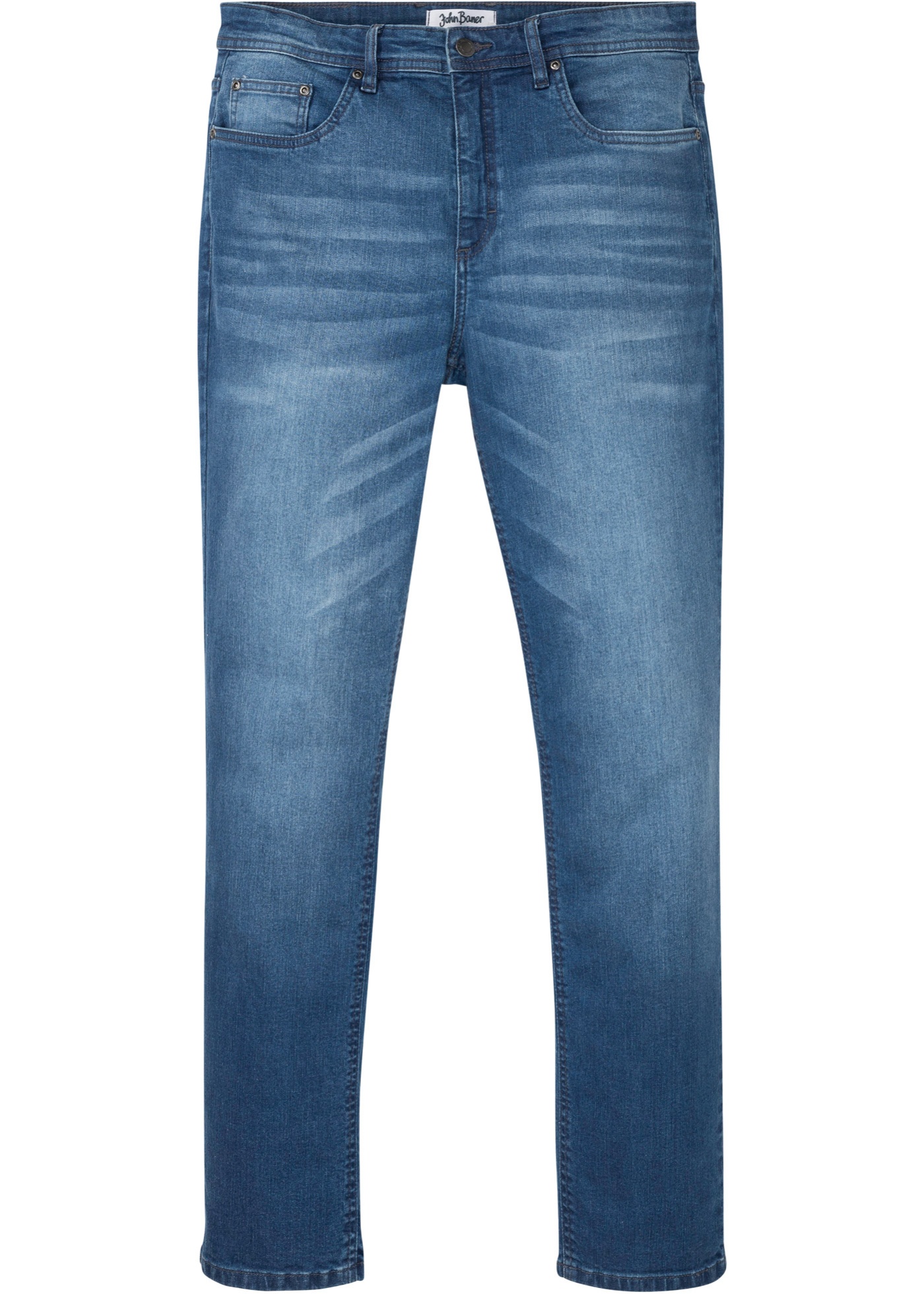 Dżinsy ze stretchem i wzmocnionym krokiem Regular Fit Straight