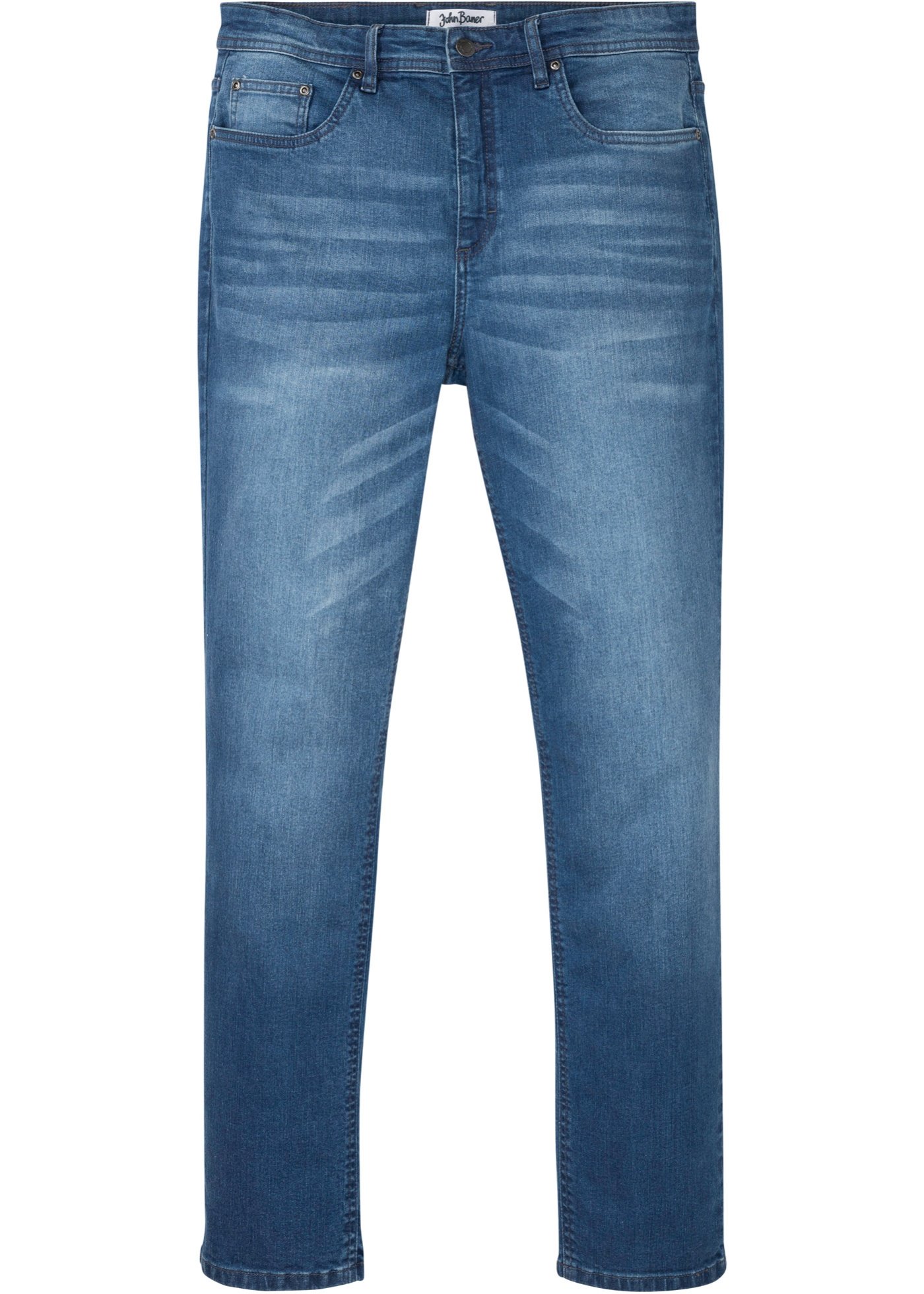 Dżinsy ze stretchem i wzmocnionym krokiem Regular Fit Straight