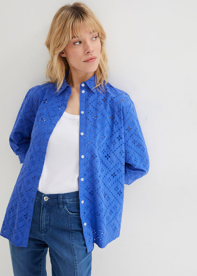 Bluzka koszulowa w ażurowy haft