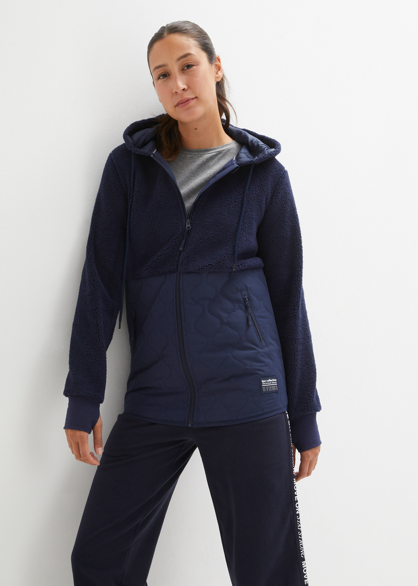 Bluza rozpinana z polaru baranka w pikowany wzór