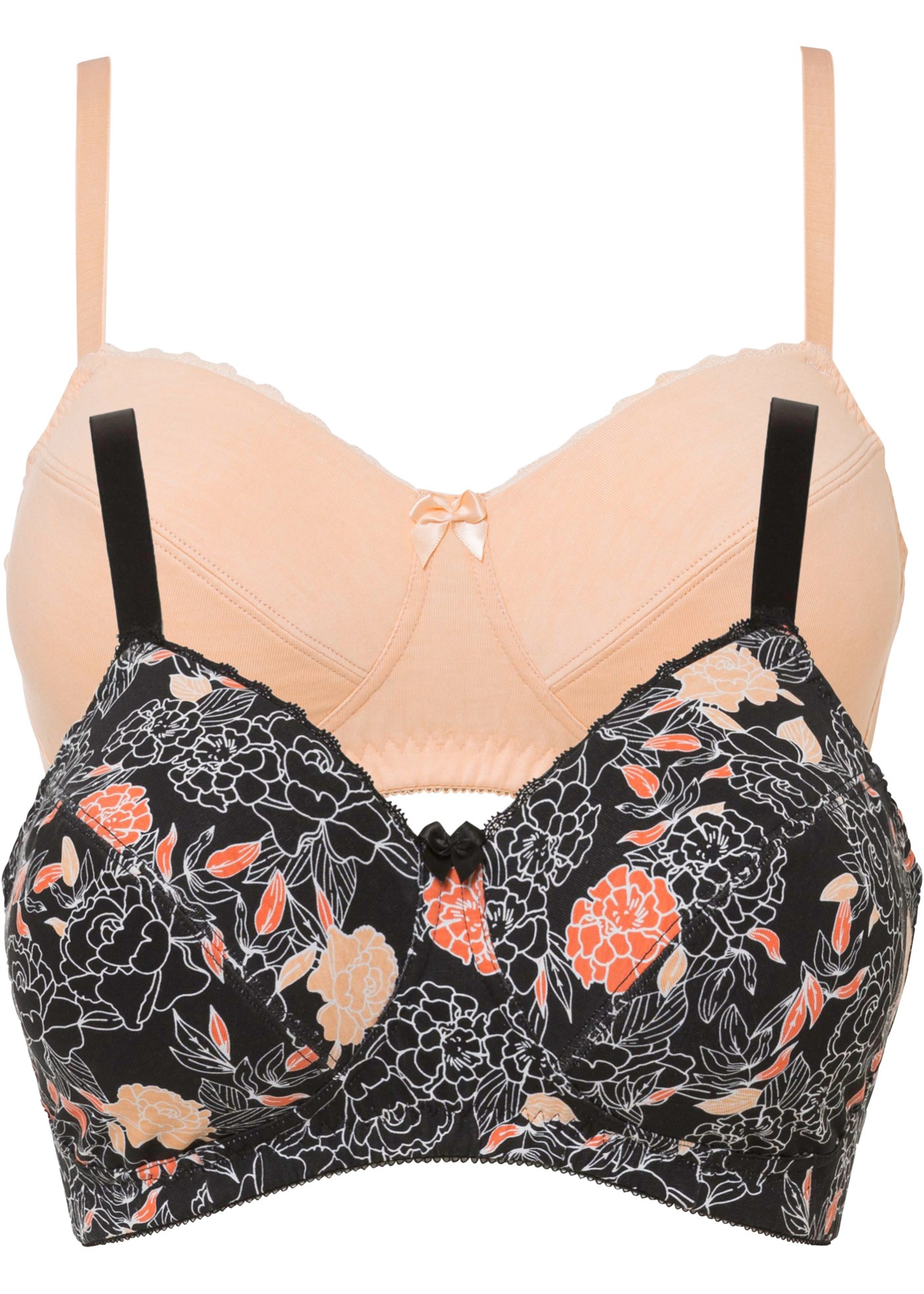 Biustonosz bez fiszbinów, z bawełny organicznej (2 szt.)