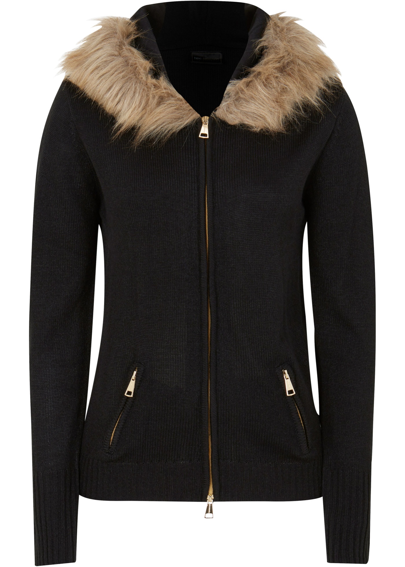 Sweter rozpinany ze sztucznym futerkiem