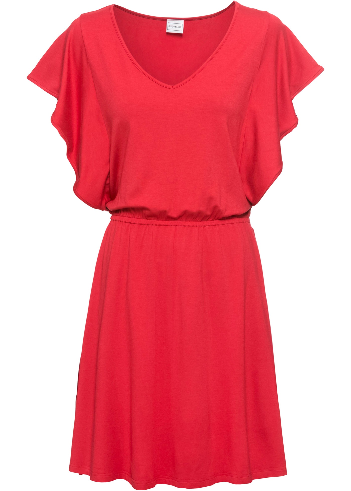 Sukienka letnia z dżerseju z rękawami z falban