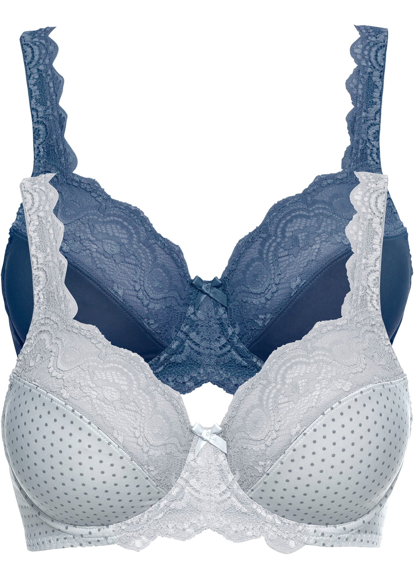 Biustonosz na fiszbinach z delikatną koronką (2 szt.)