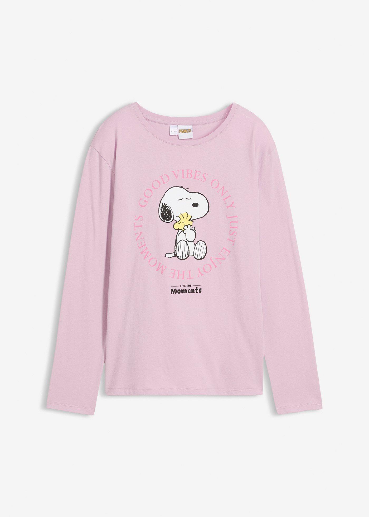 Koszulka z długim rękawem z motywem Snoopy z czystej bawełny