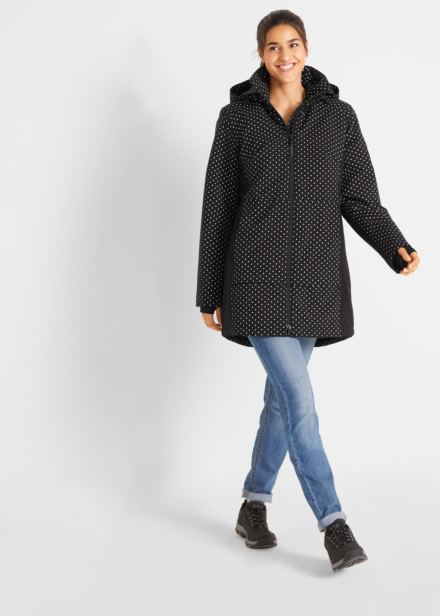 Długa kurtka funkcyjna z odblaskowymi elementami