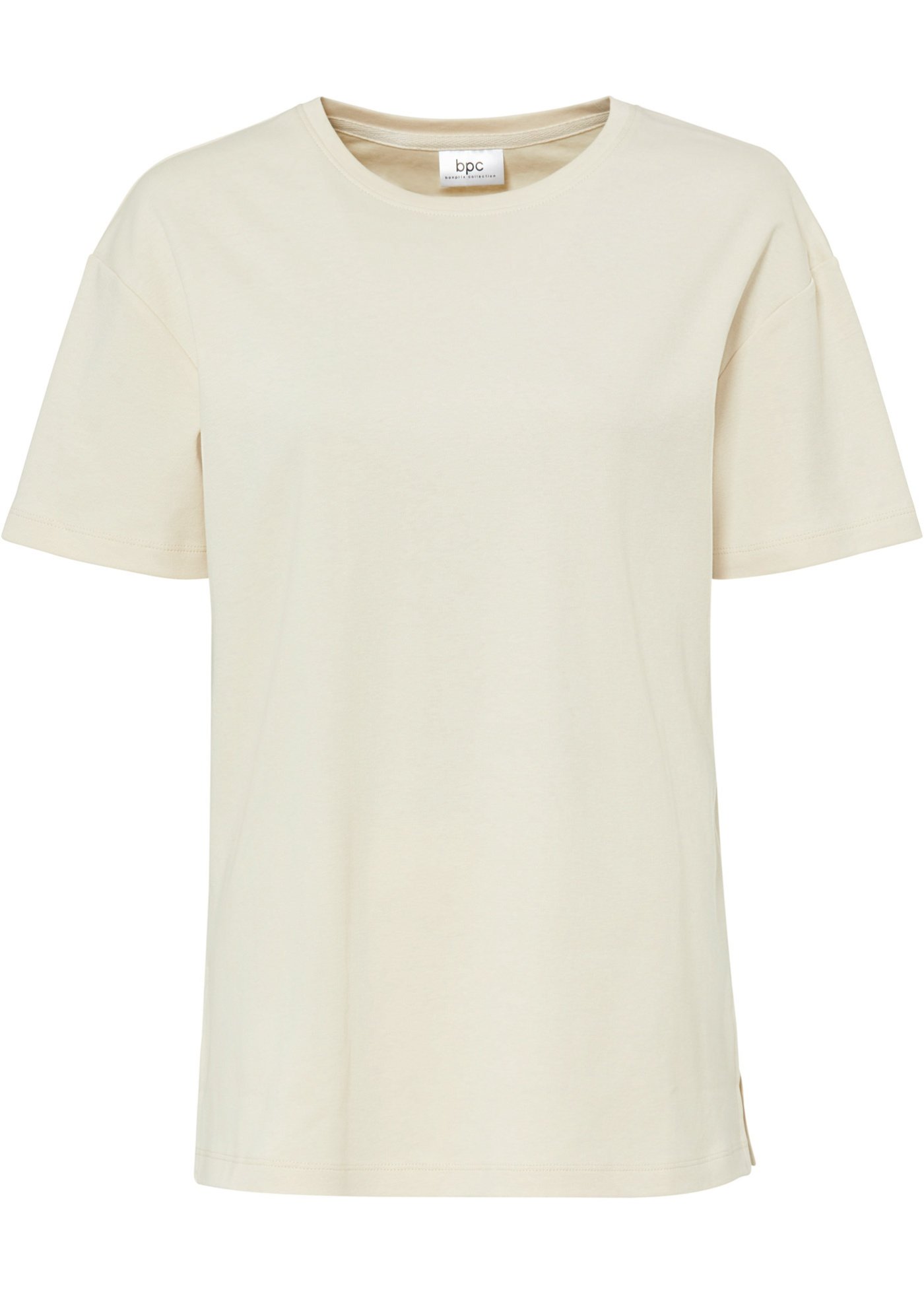 Shirt oversize z opuszczanymi ramionami i rozcięciem