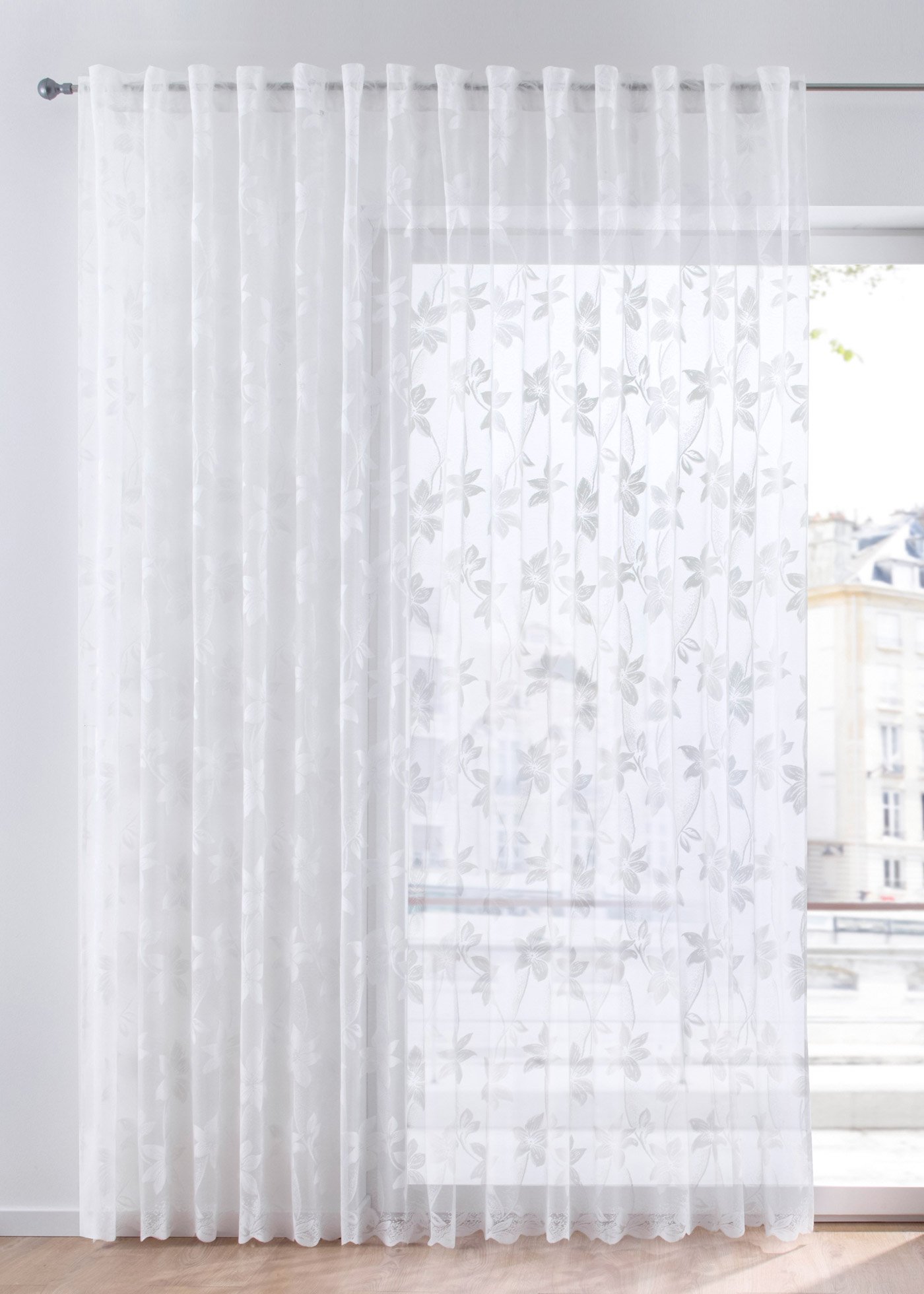 Firana żakardowa w kwiaty