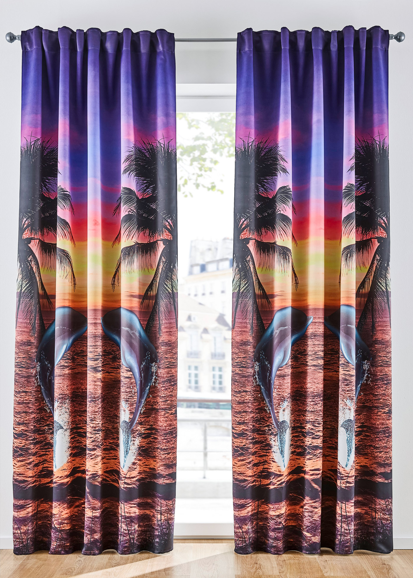 Zasłona zaciemniająca z motywem delfinów (1 szt.)