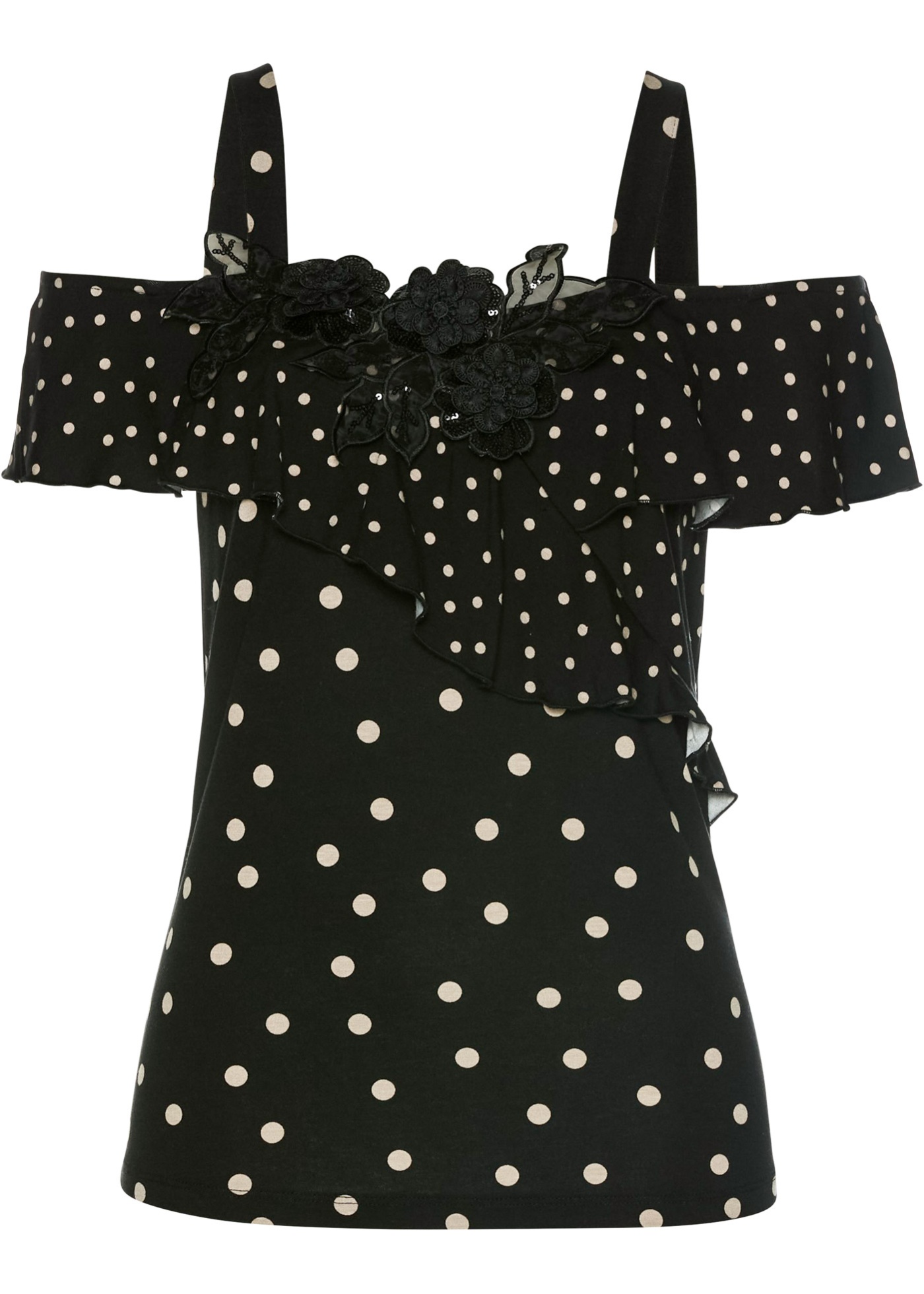 Shirt cold-shoulder LENZING™ ECOVERO™ z aplikacją