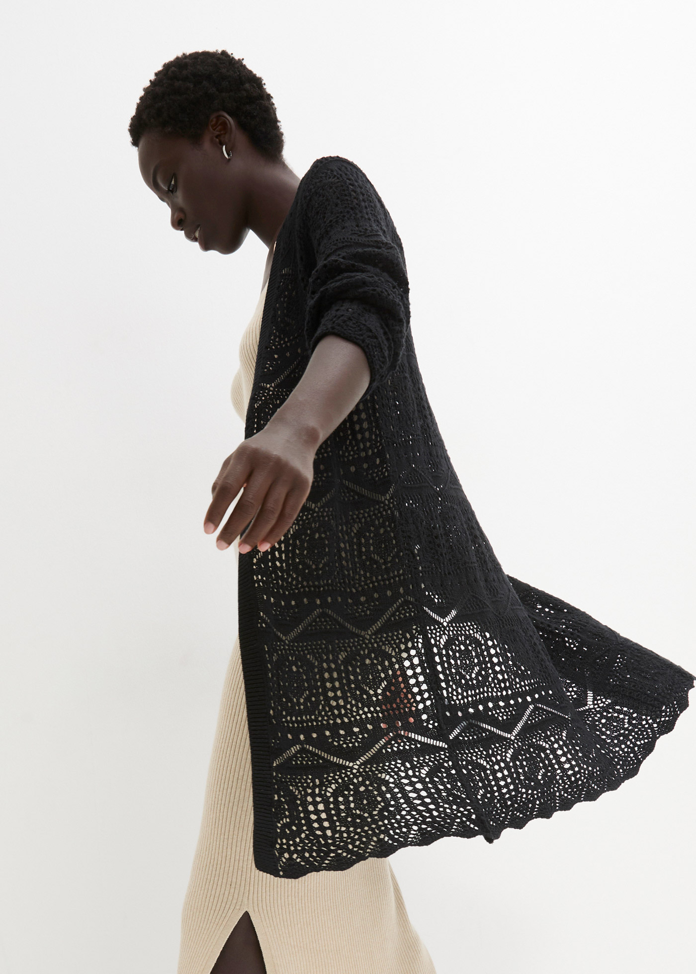 Sweter bez zapięcia ażurowy