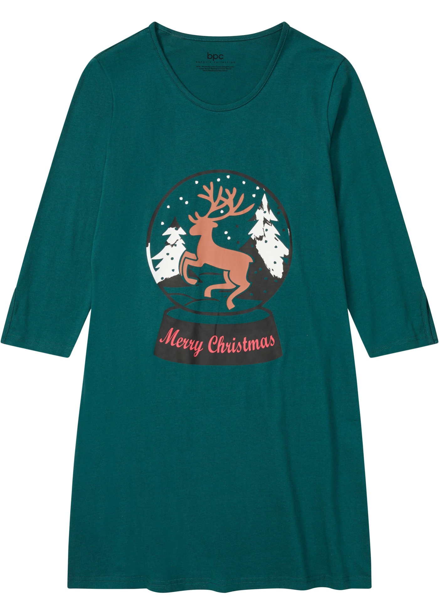 Koszula nocna z rękawami 3/4, z bawełny organicznej