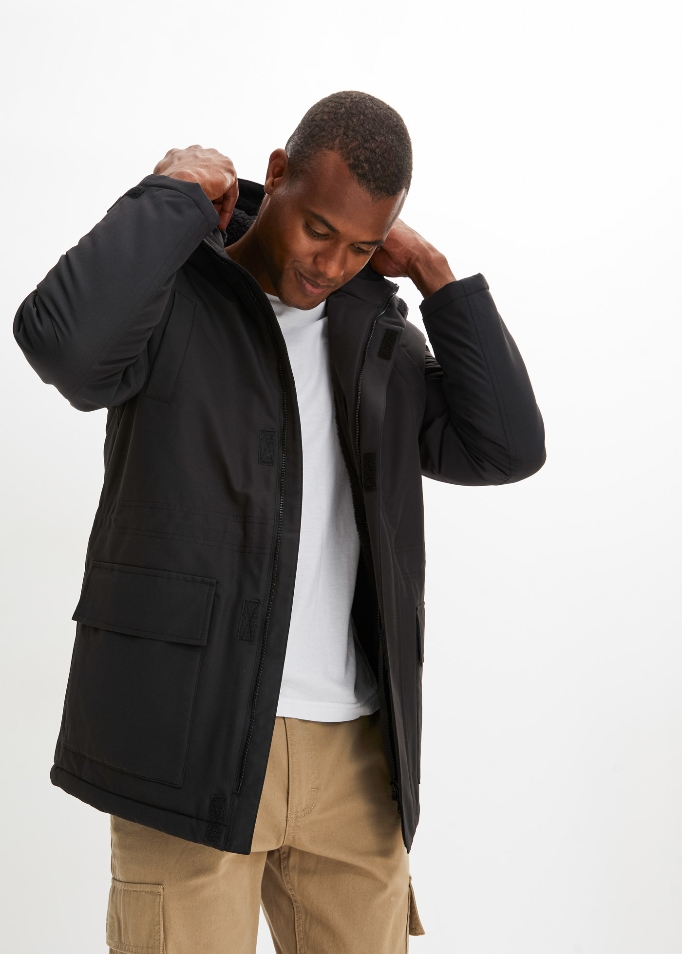 Parka hybrydowa, termiczna, na podszewce z polaru baranka