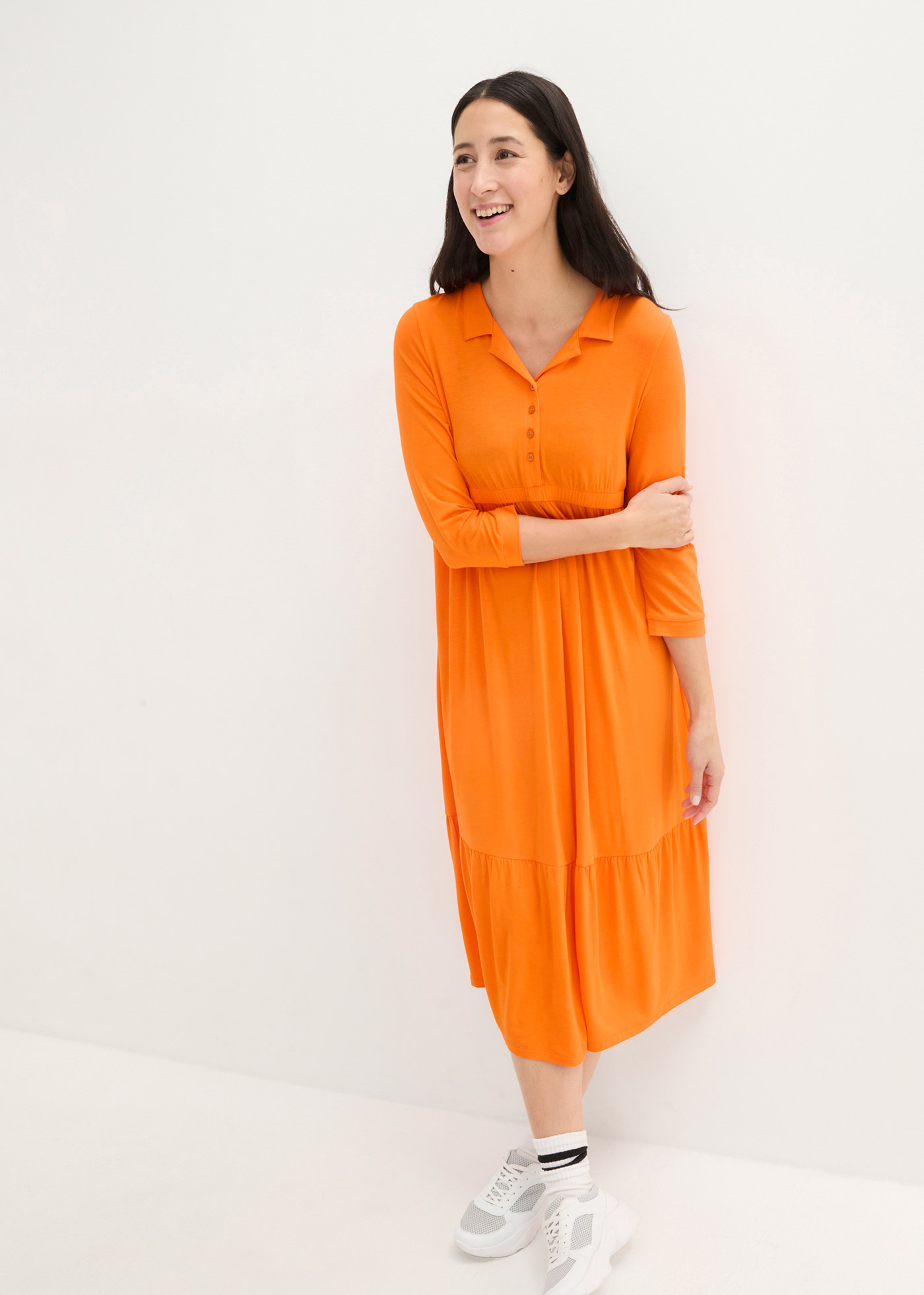 Sukienka midi ciążowa i do karmienia piersią, z kołnierzykiem