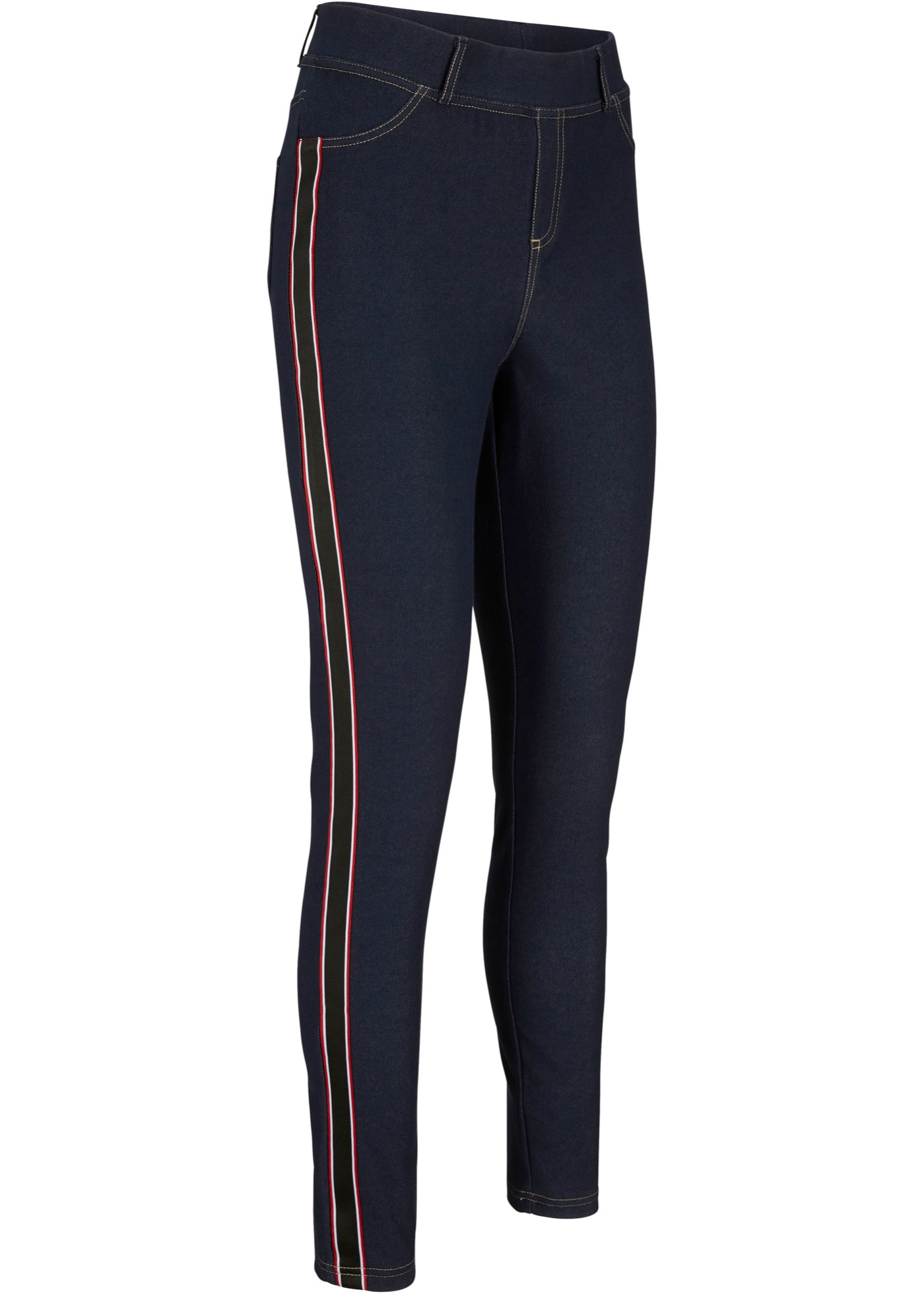 Legginsy w optyce dżinsowych, z lampasami