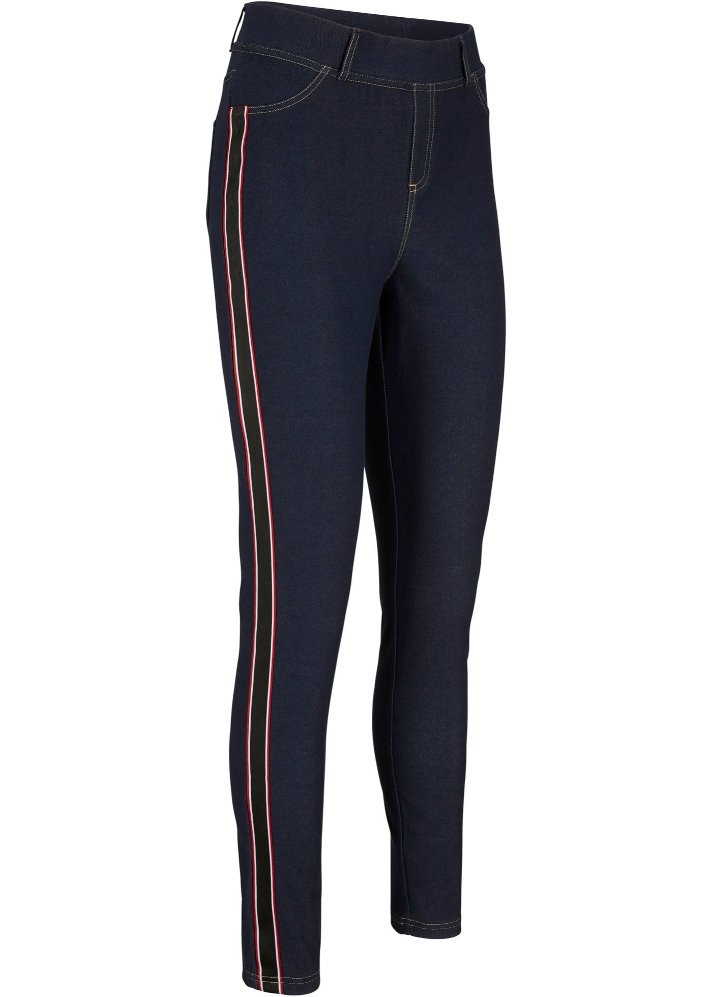 Legginsy w optyce dżinsowych, z lampasami