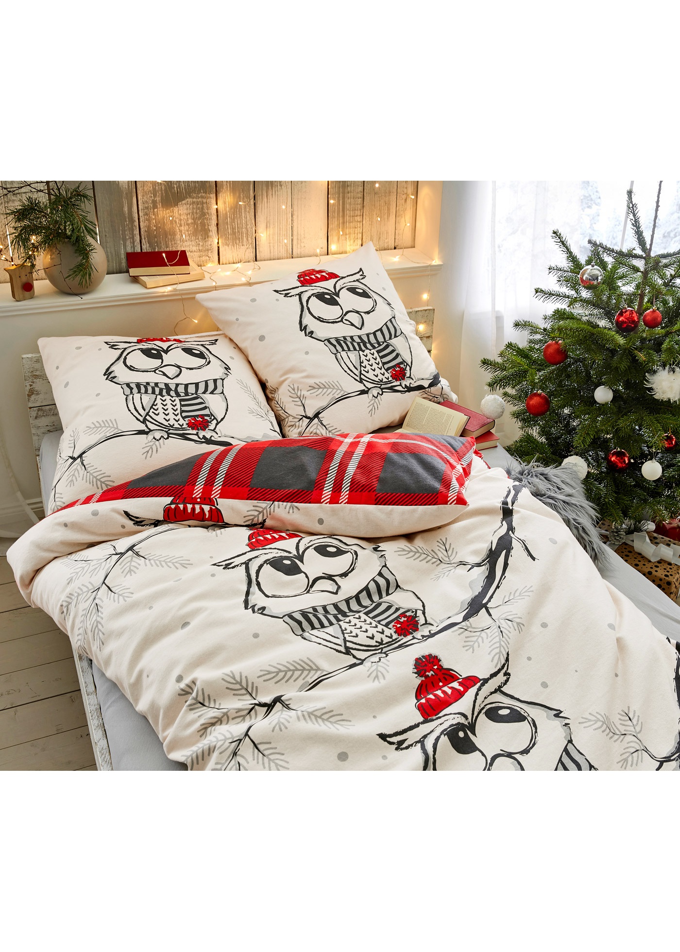 Pościel dwustronna z nadrukiem sów