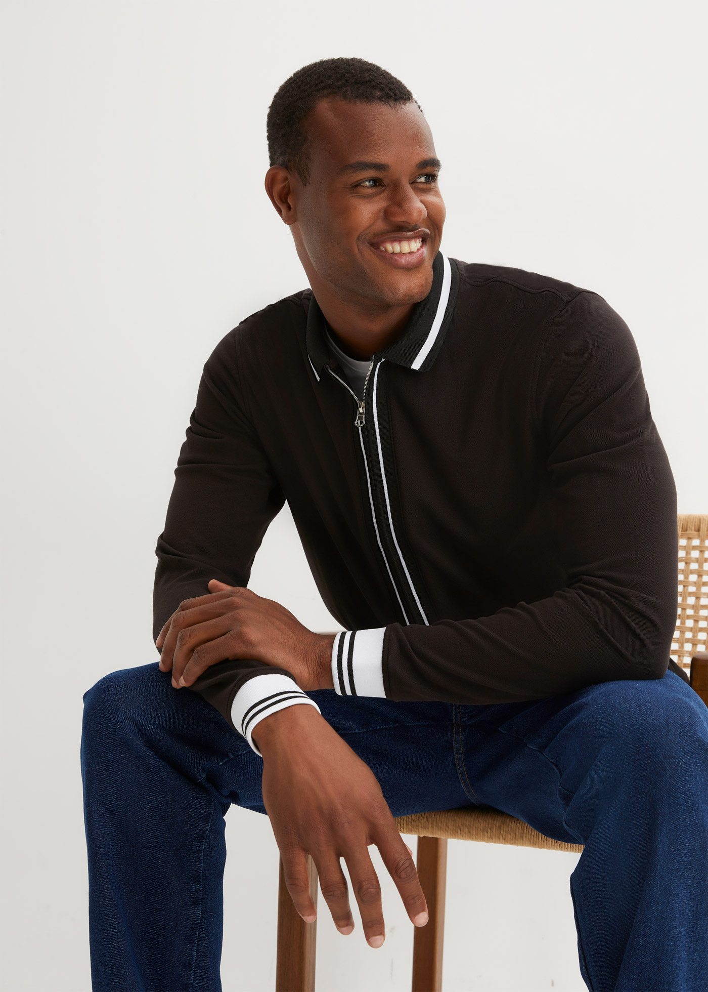 Shirt polo z długim rękawem i zamkiem