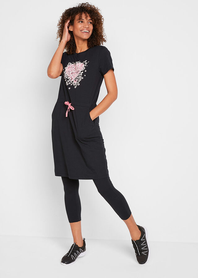 Sukienka + legginsy 3/4 (2 części), bawełna organiczna