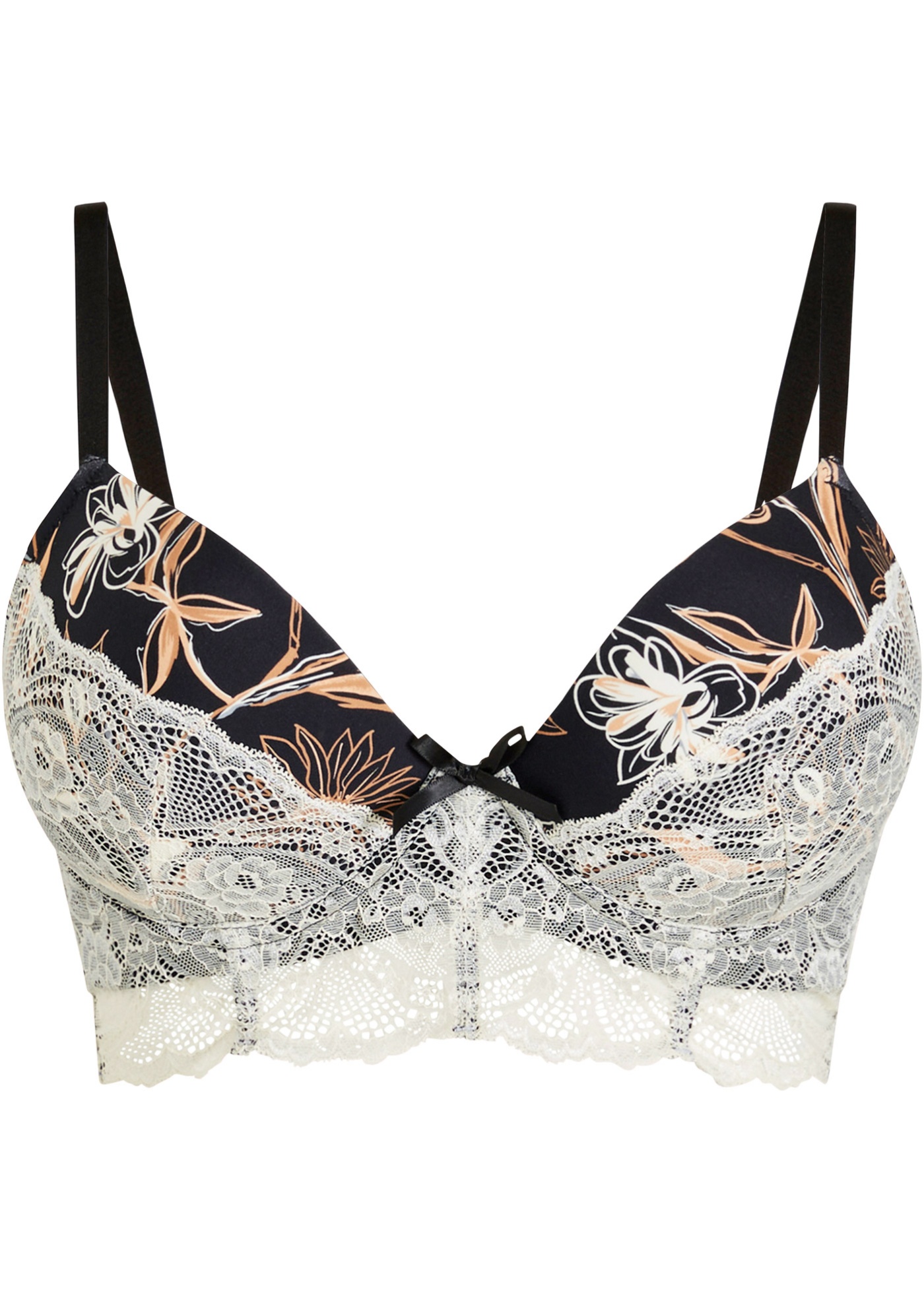 Biustonosz z usztywnianymi miseczkami na fiszbinach, z poliamidu z recyklingu