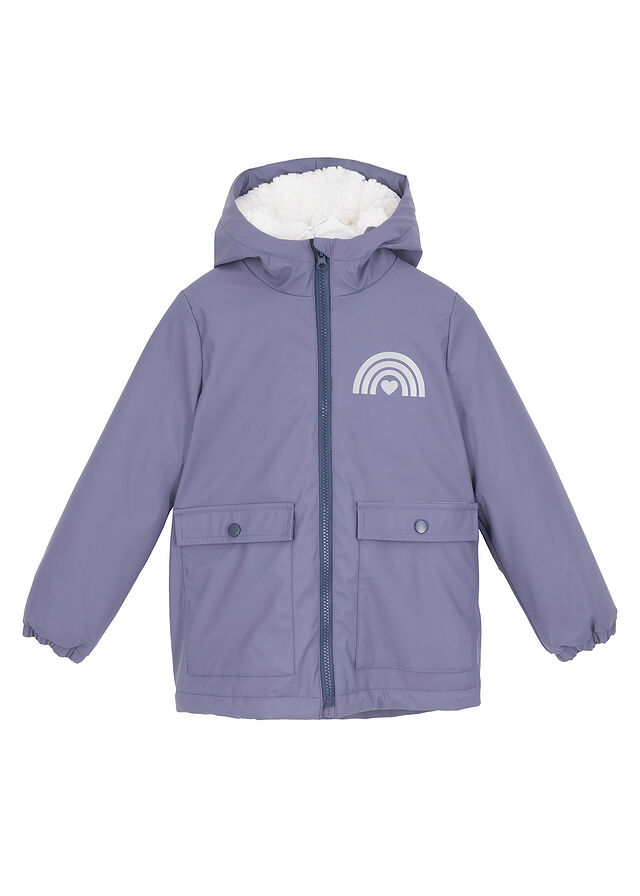 Kurtka zimowa dziewczęca, odpychająca wodę, na podszewce baranku