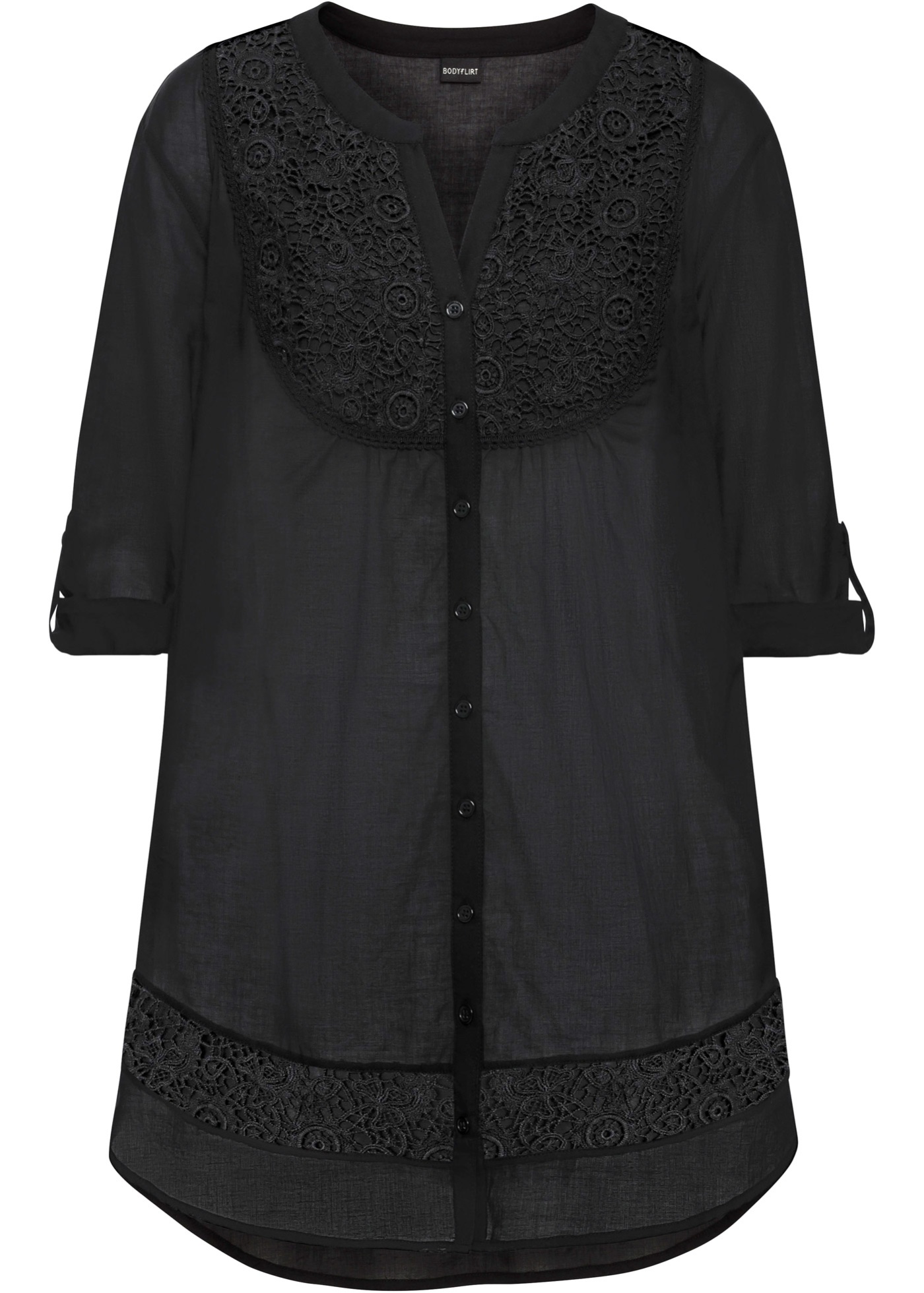 Długa bluzka z koronką