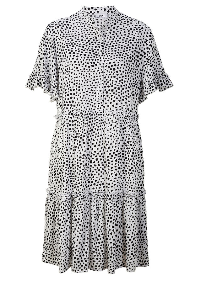 Szeroka sukienka tunikowa z falbanami, krótka