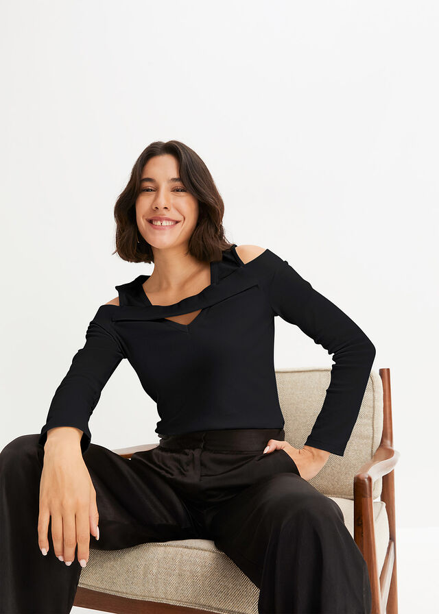 Shirt z długim rękawem i wycięciami