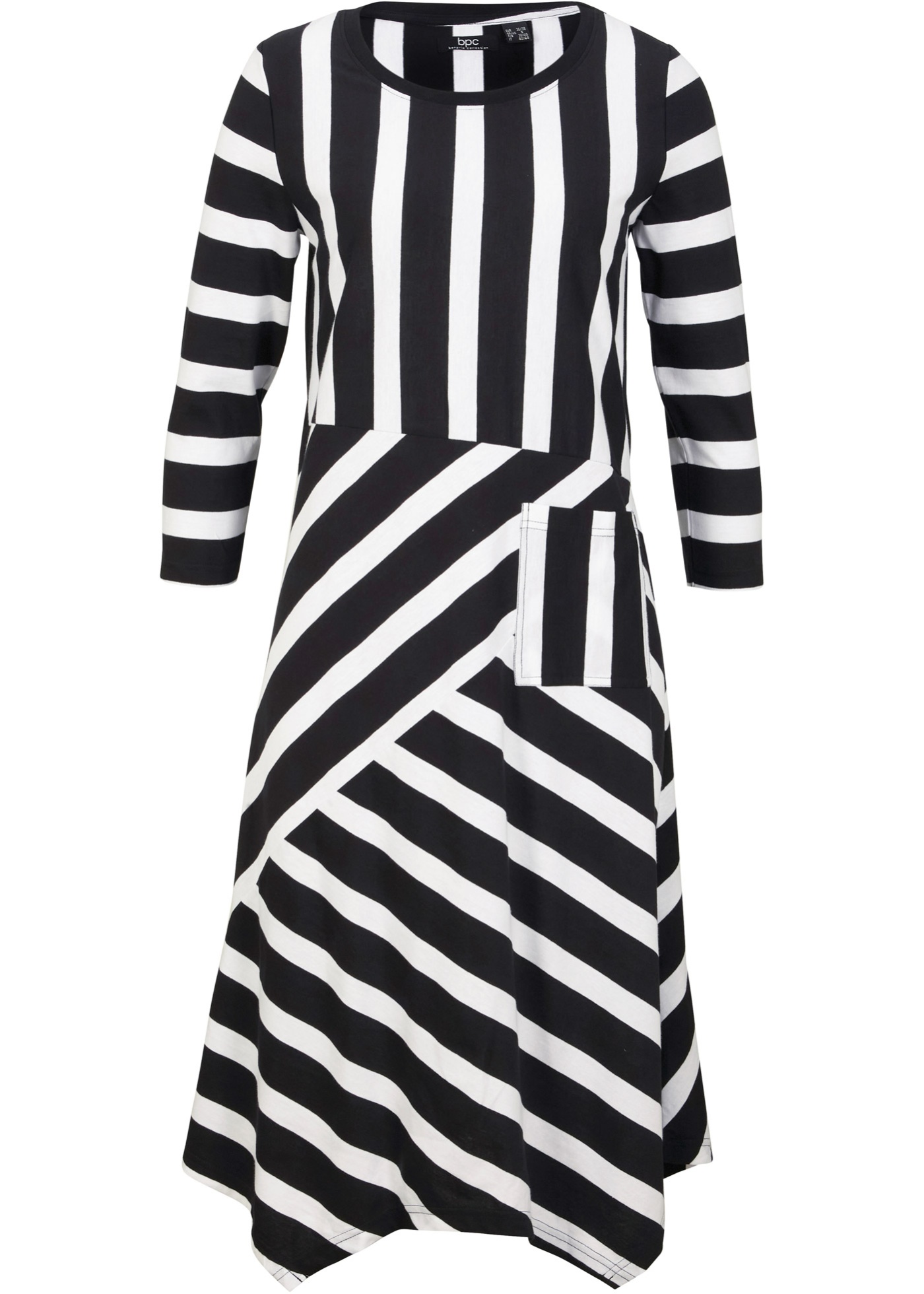 Sukienka bawełniana z asymetryczną linią dołu, w długości do kolan