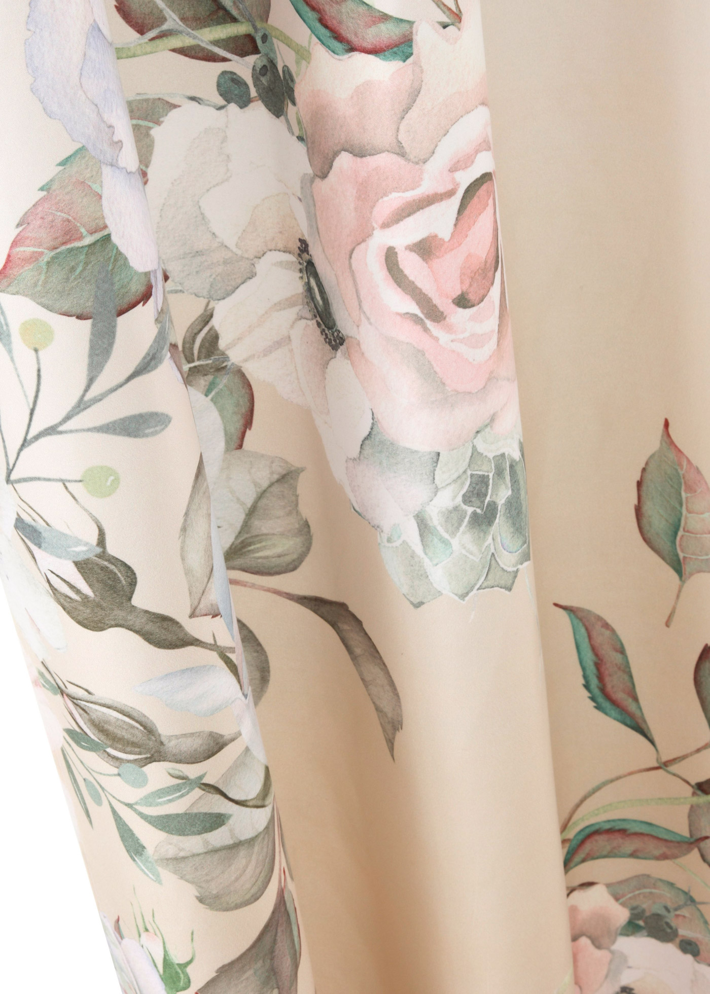 Zasłona z mikrofazy w róże (1 szt.), z poliestru z recyklingu