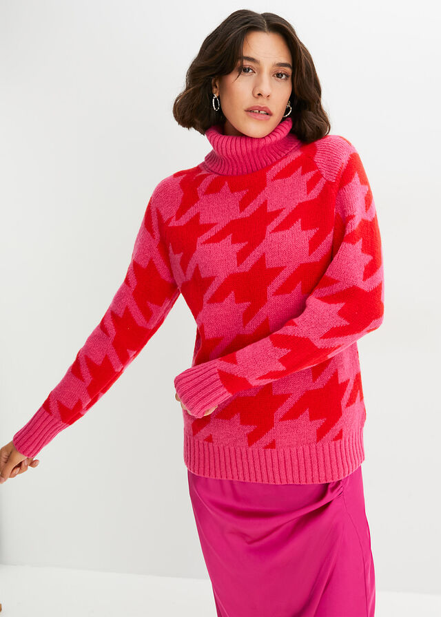 Sweter wzorzysty z golfem