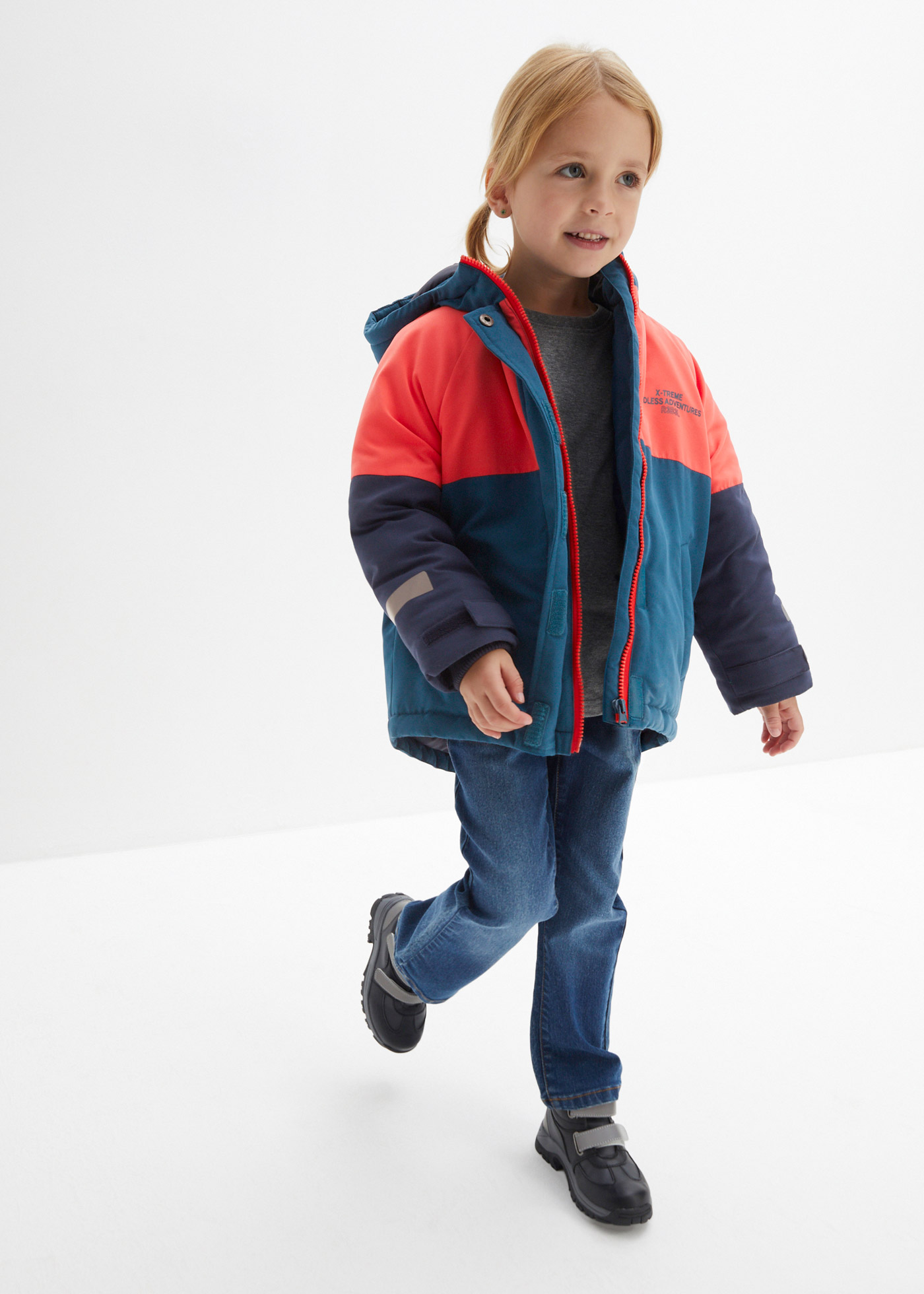 Kurtka zimowa dziewczęca w stylu colorblocking