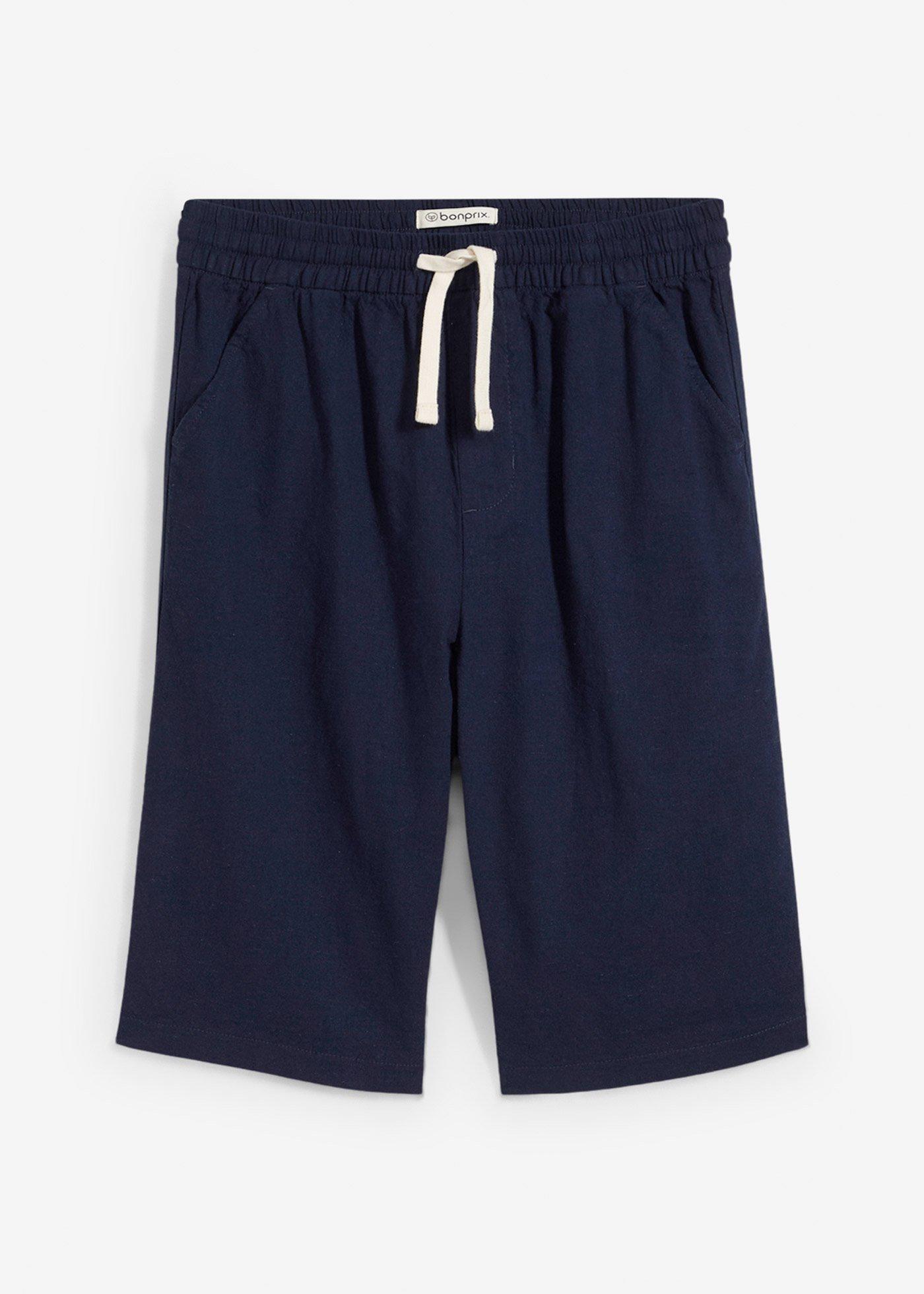 Szorty z gumką w talii, z przewiewnej mieszanki lnu, Regułar Fit