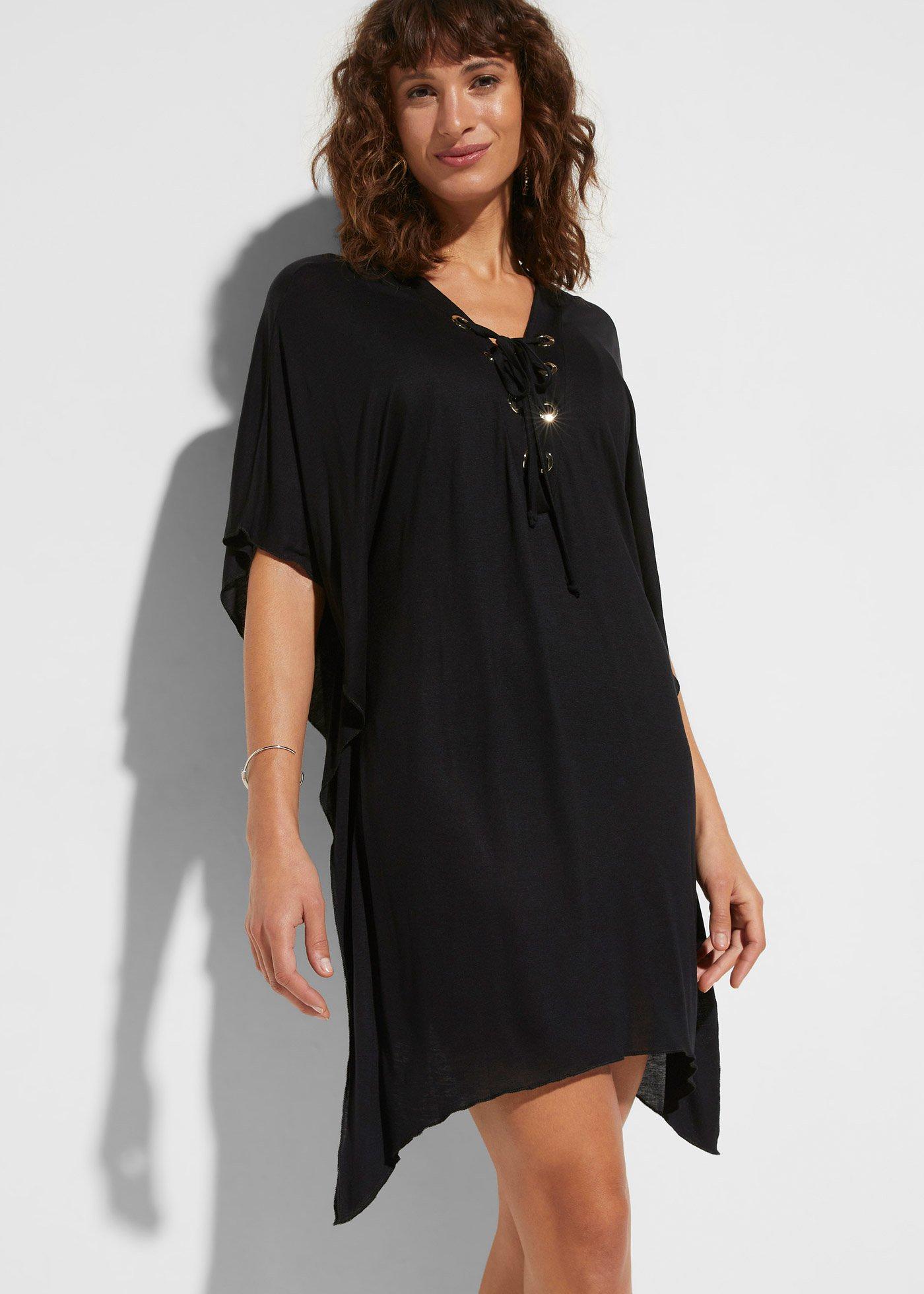 Prześwitująca tunika plażowa z wiskozy