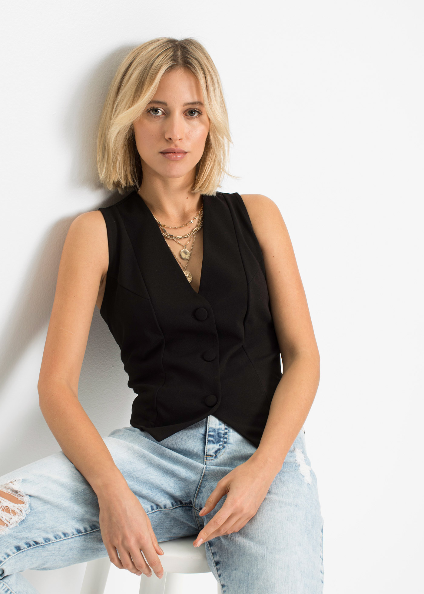 Kamizelka garniturowa uszyta z wytrzymałego materiału interlock