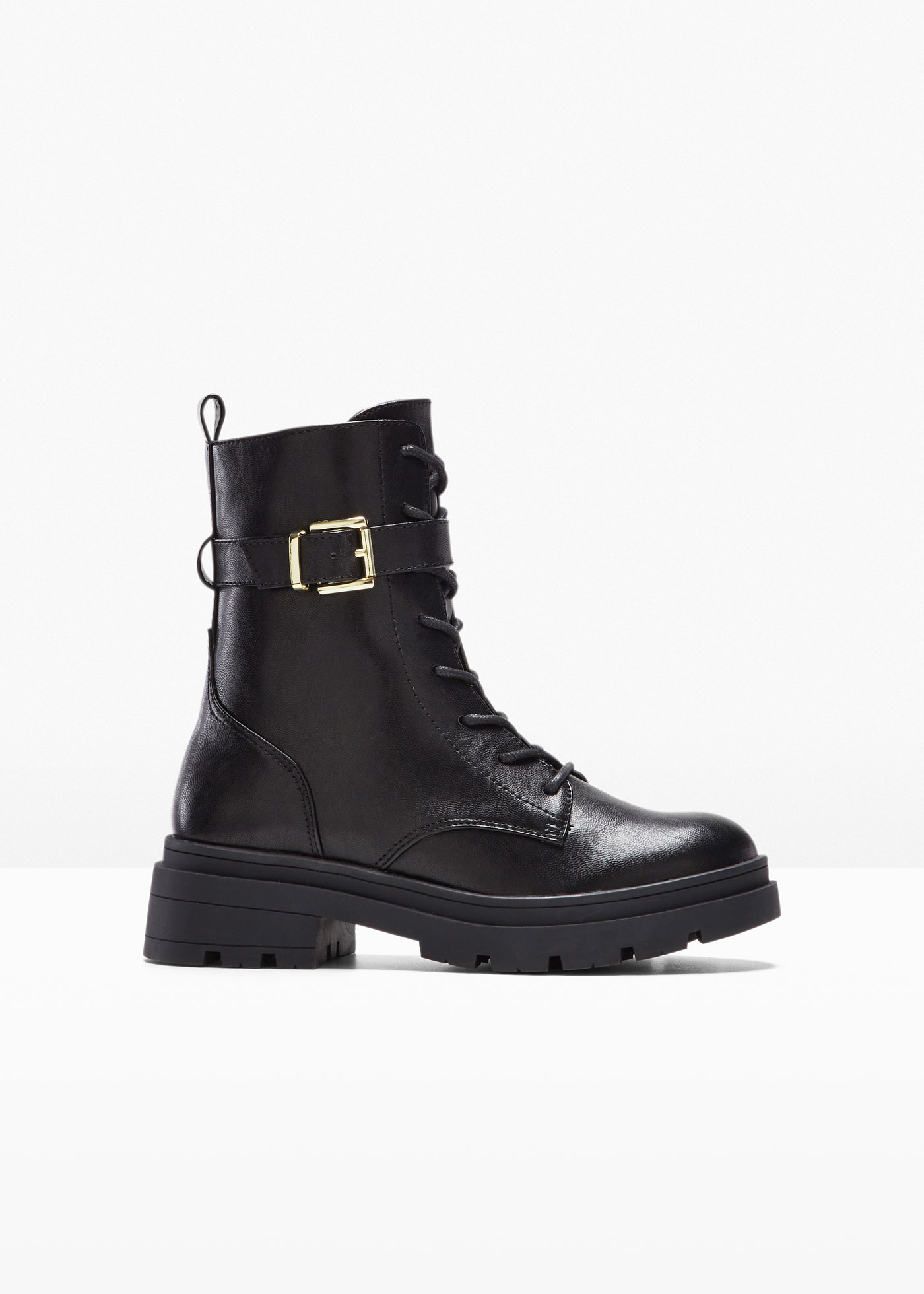 Botki sznurowane ze sprzączką