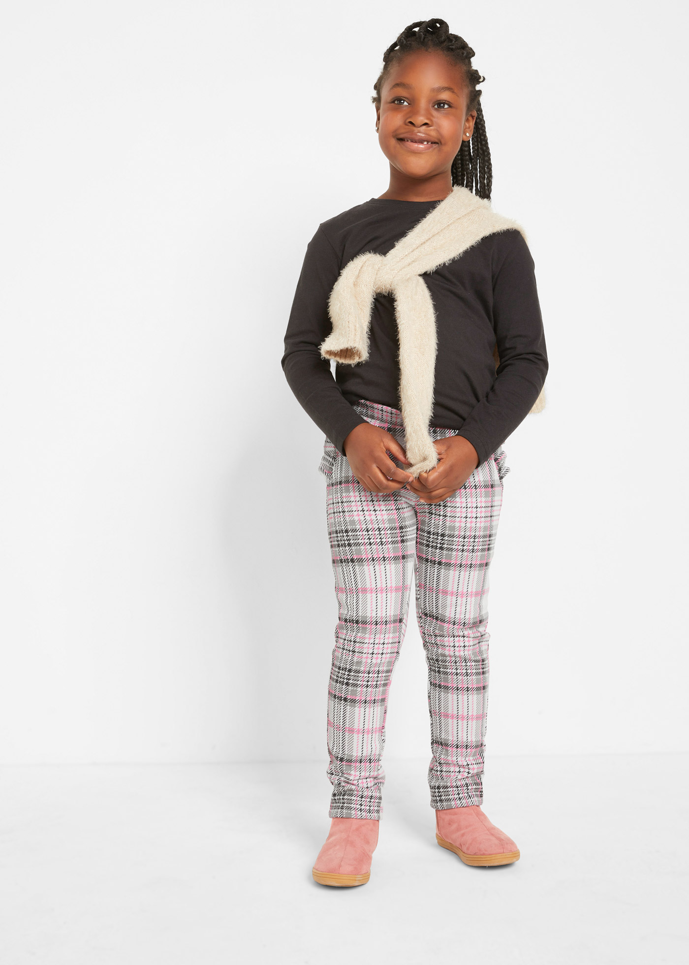 Legginsy dziewczęce ocieplane z falbanami